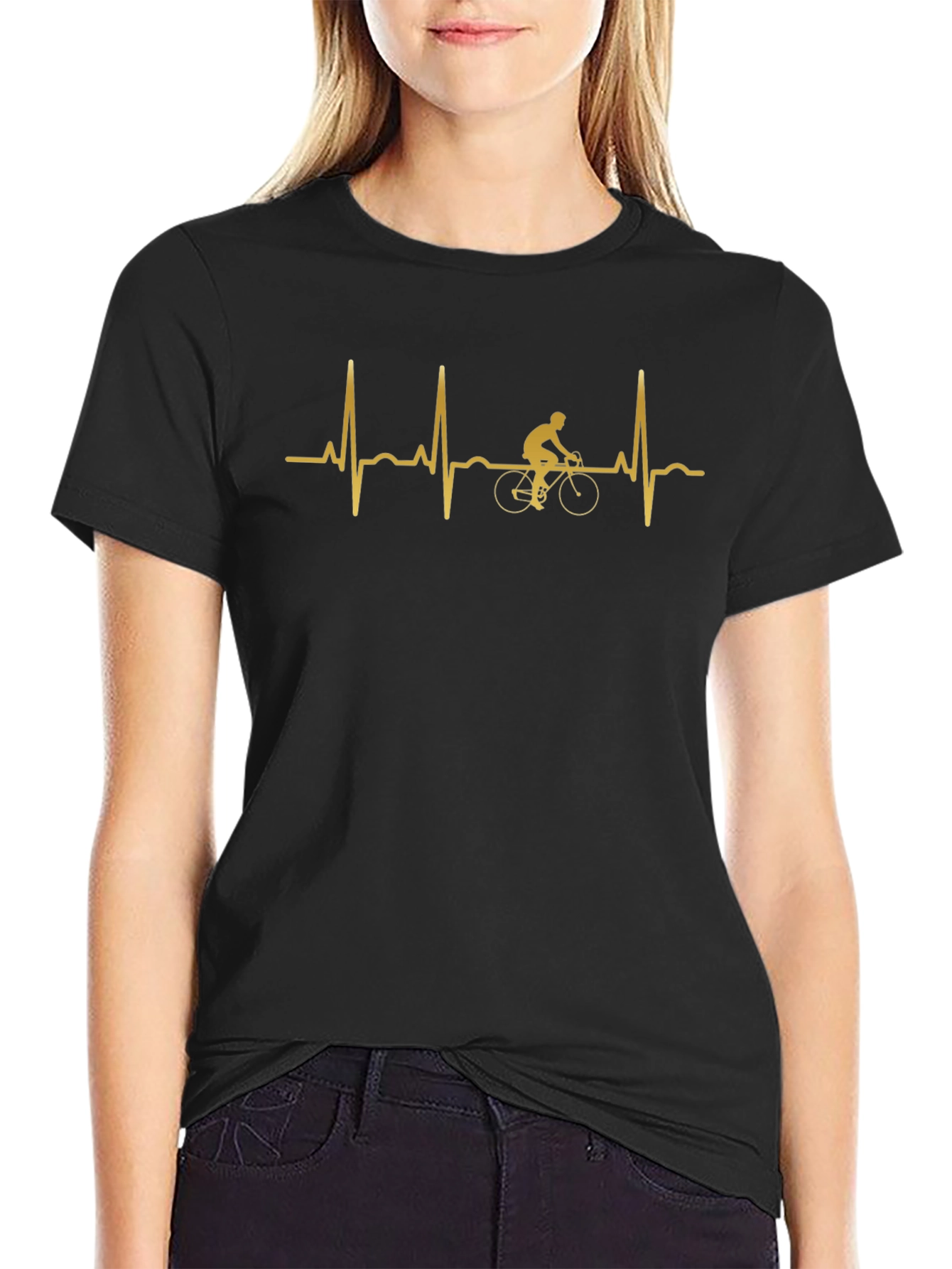 Cycling Heartbeat T-Shirt - Black