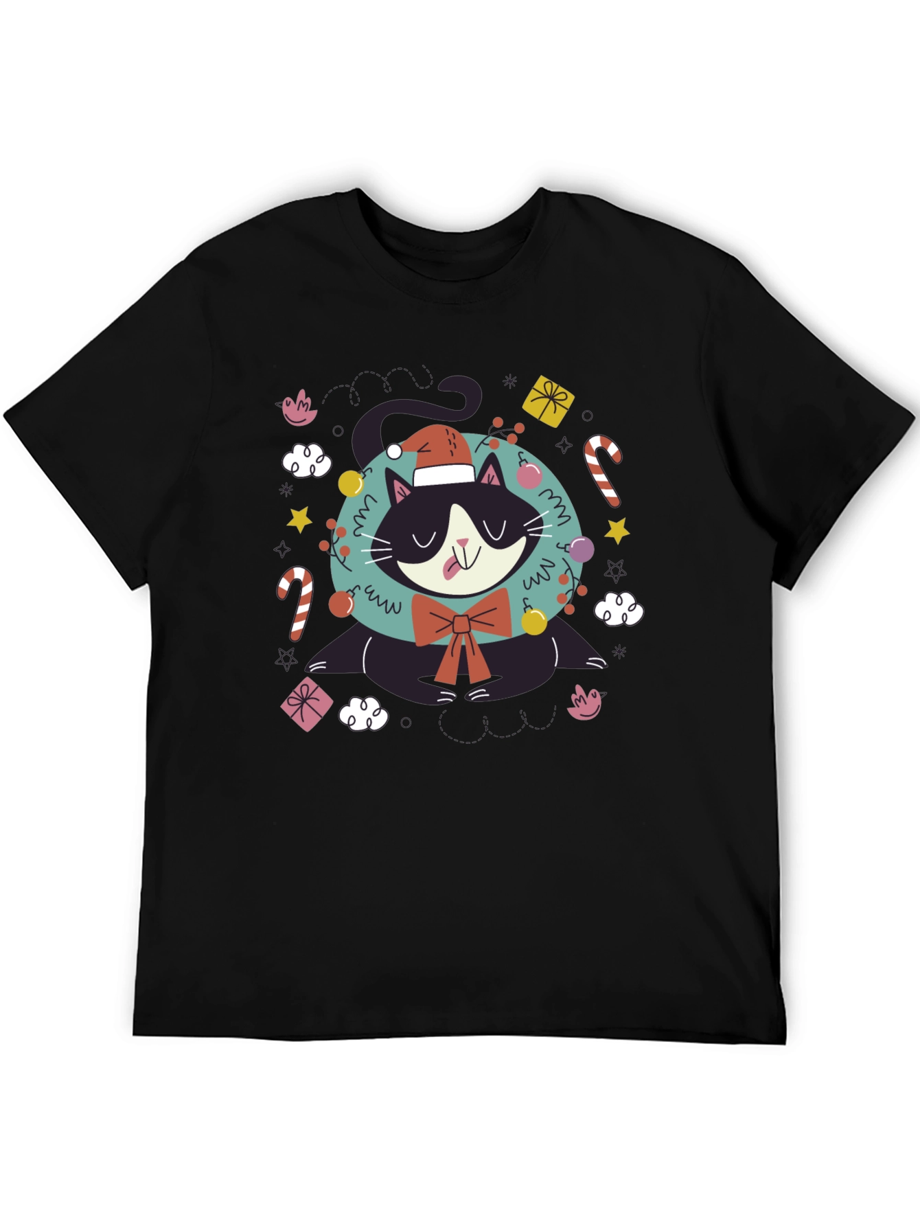 Festive Cat T-Shirt - Holiday Cheer