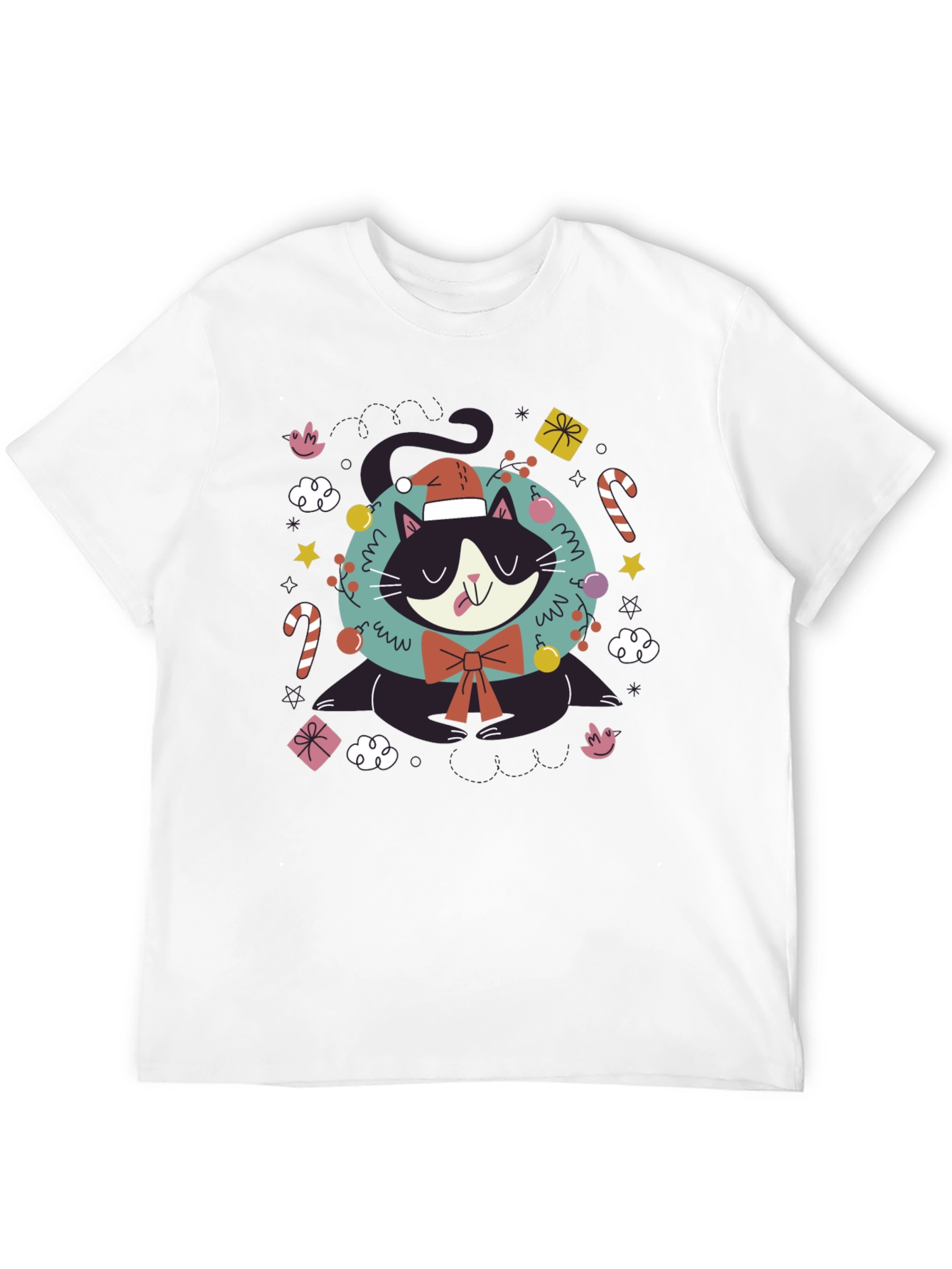 Festive Cat T-Shirt - Holiday Cheer