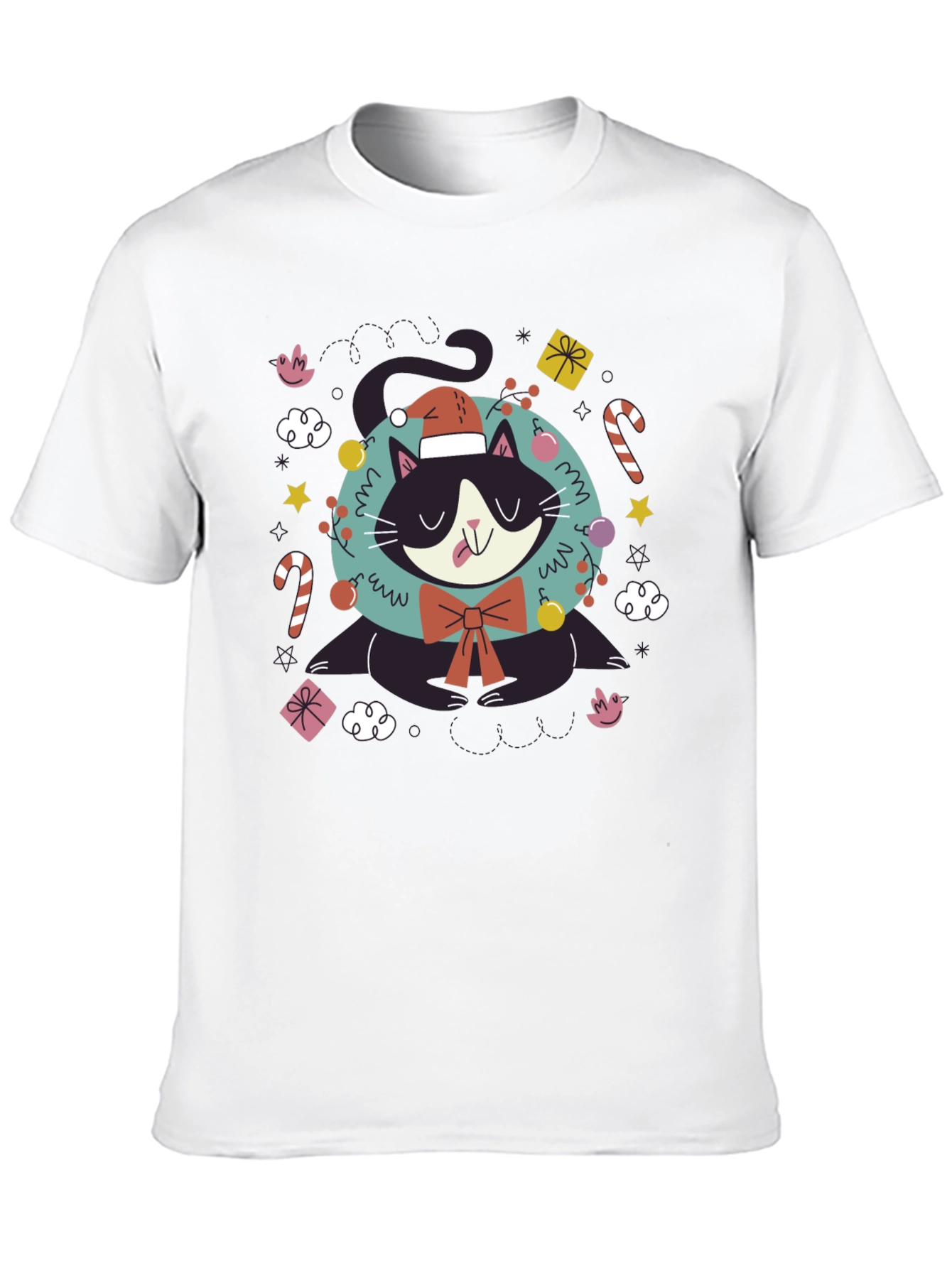 Festive Cat T-Shirt - Holiday Cheer