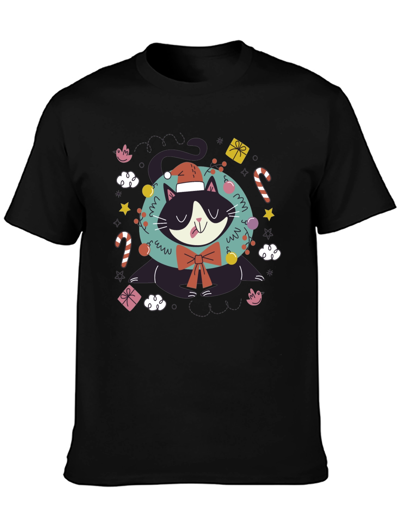 Festive Cat T-Shirt - Holiday Cheer