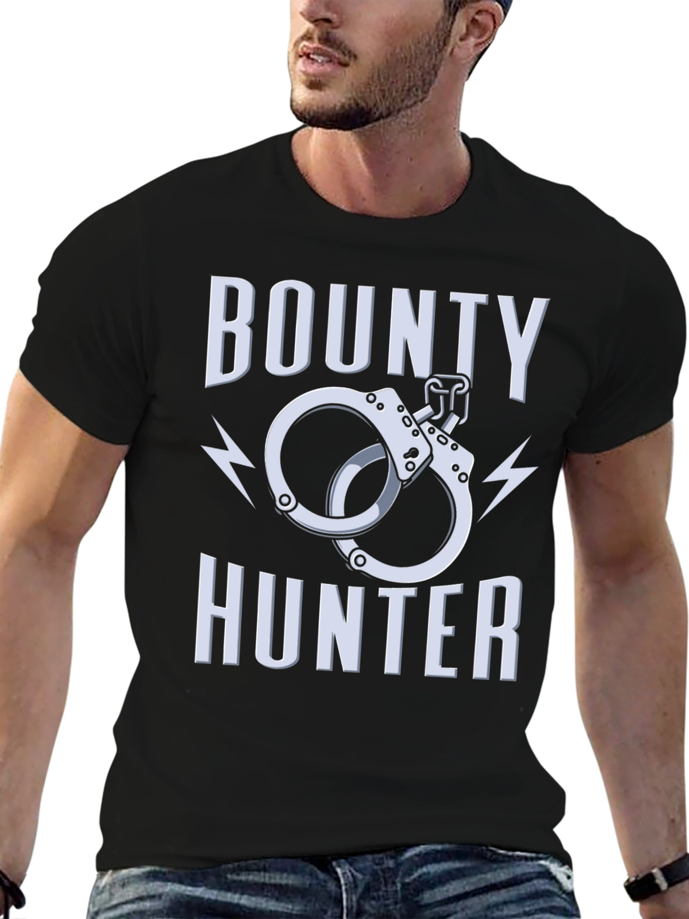 Bounty Hunter Graphic T-Shirt - Black Crew Neck