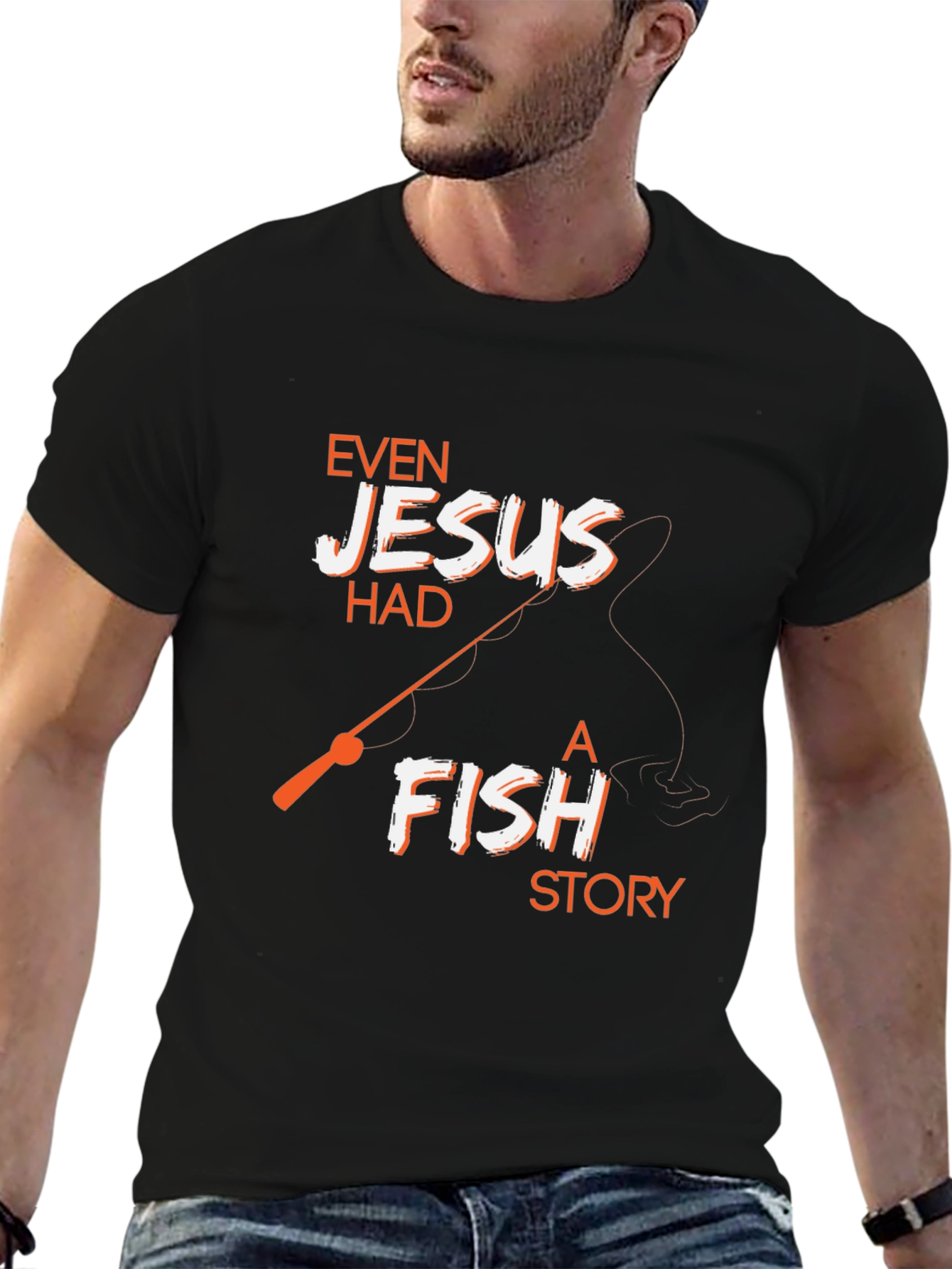 Even Jesus Had A Fish Story Black T-Shirt
