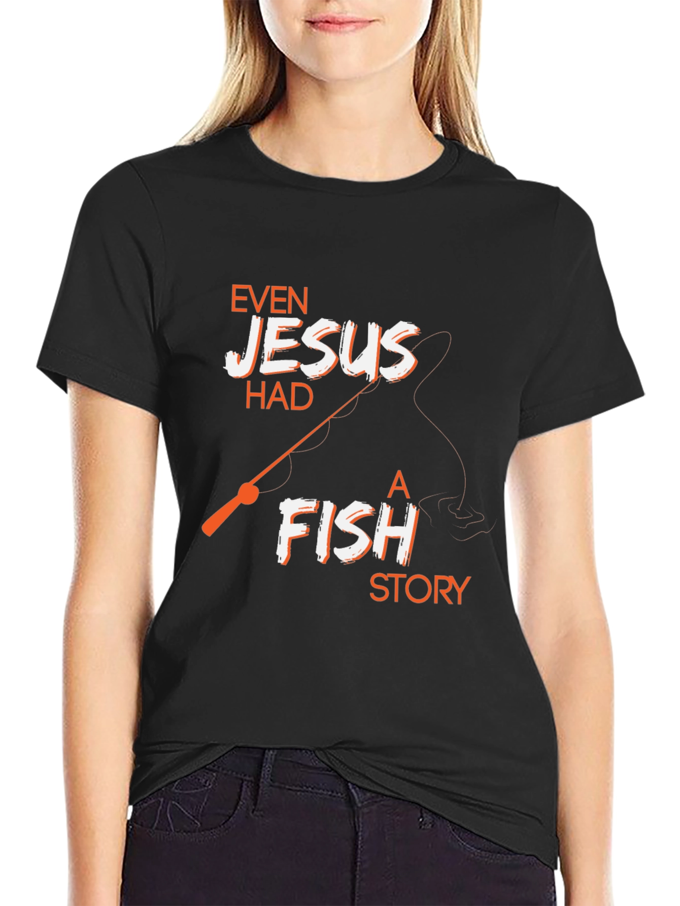 Even Jesus Had A Fish Story Black T-Shirt