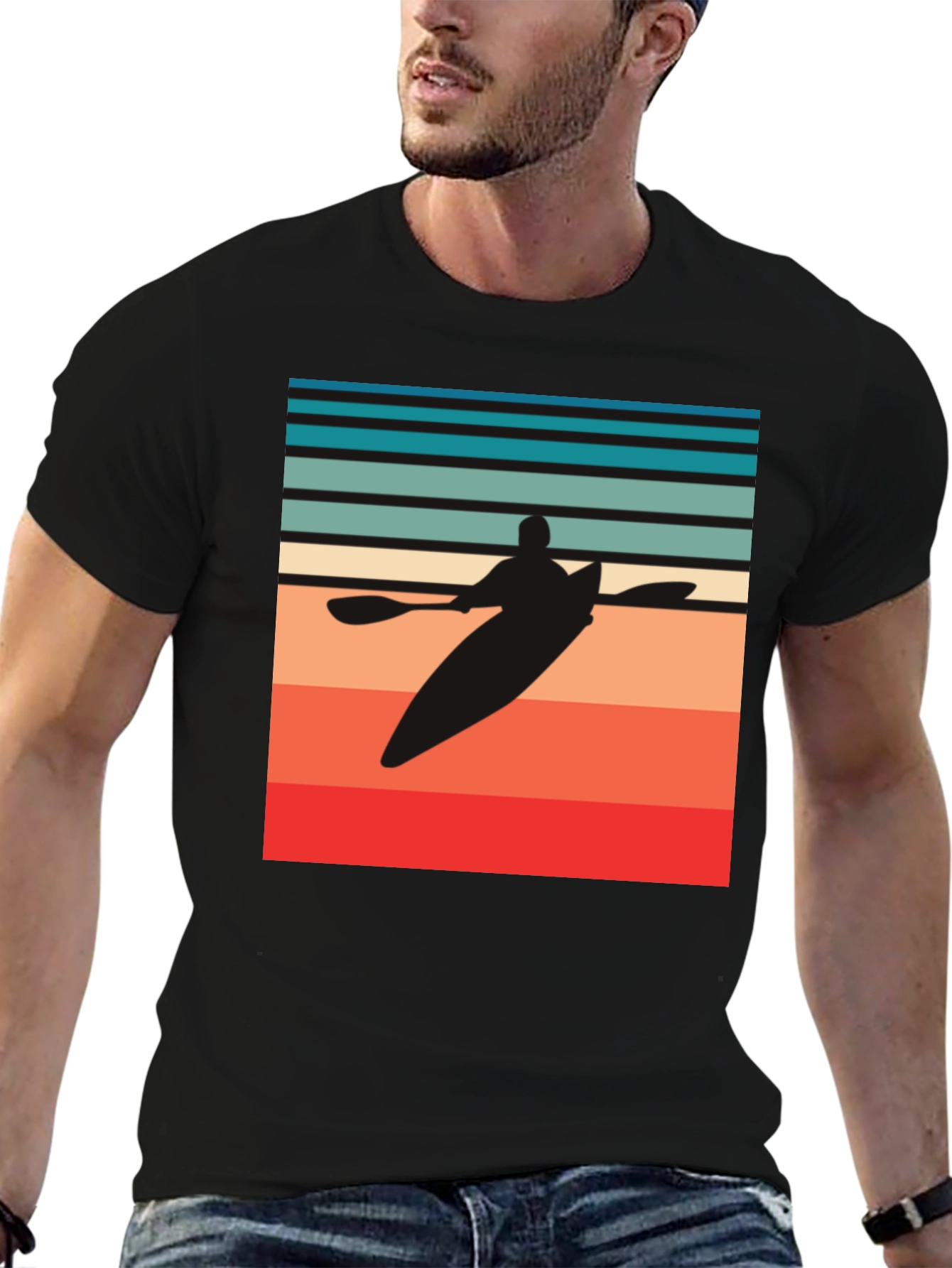Retro Kayak Silhouette Graphic T-Shirt