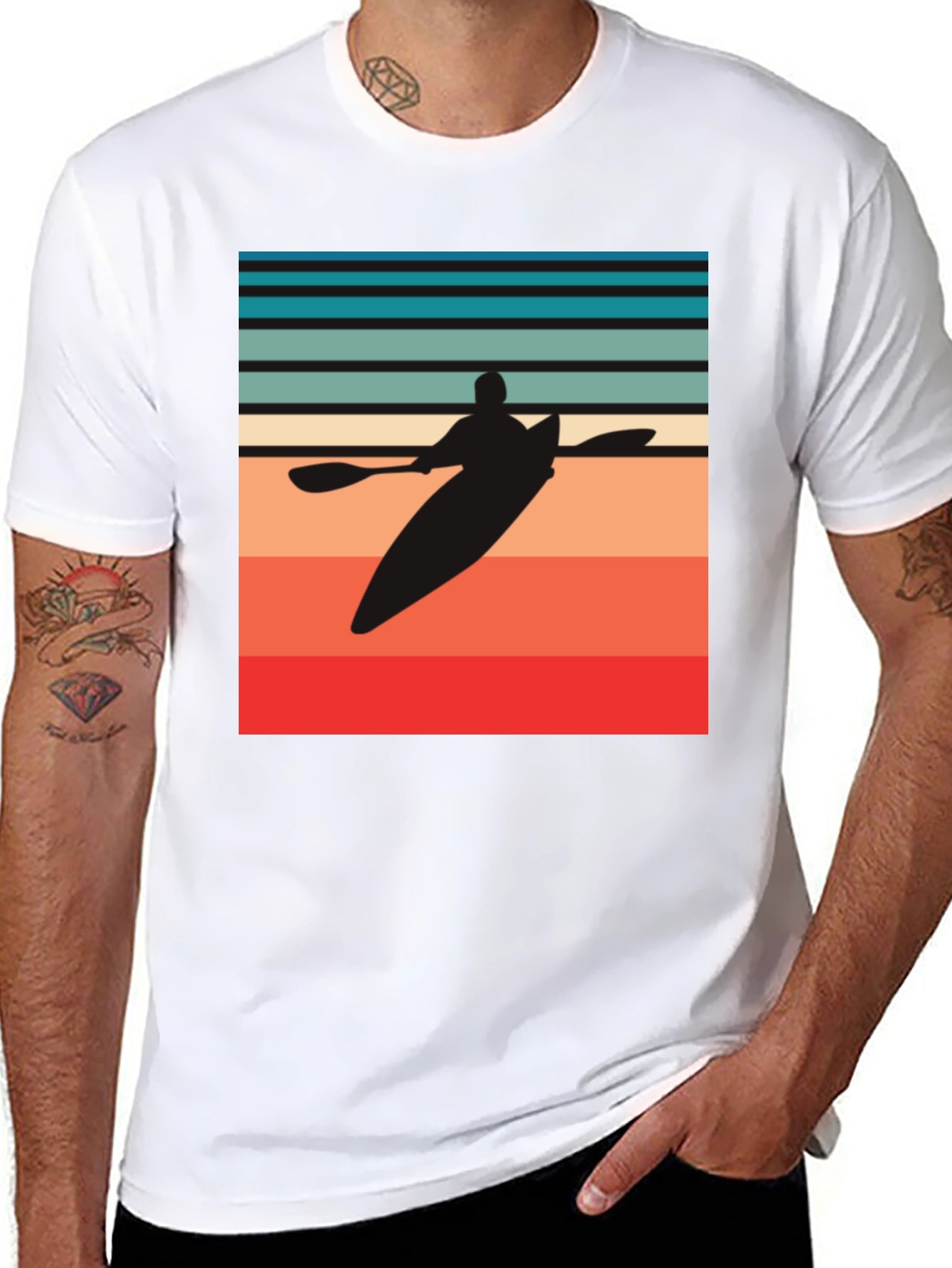 Retro Kayak Silhouette Graphic T-Shirt