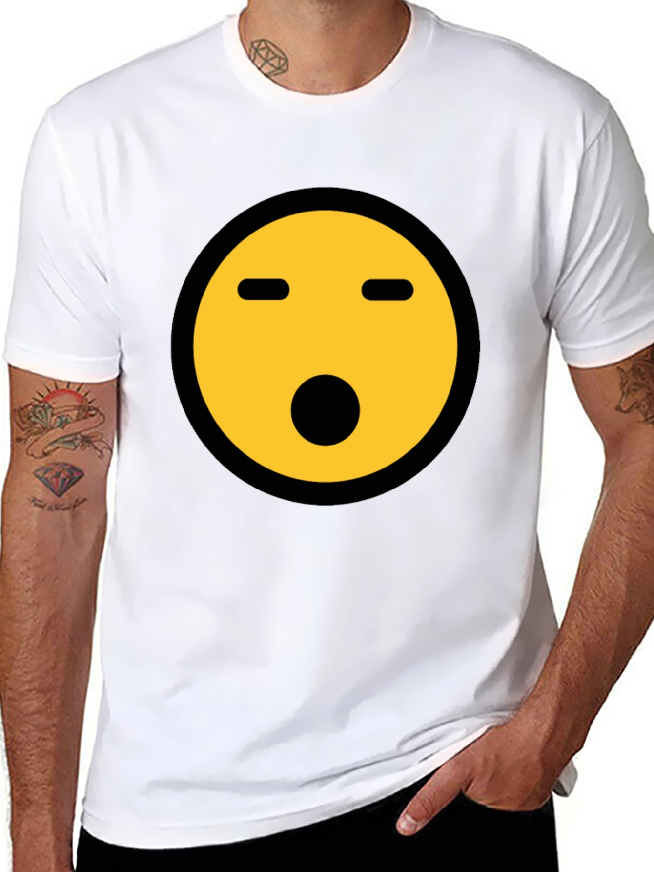 Shocked Emoji Graphic Tee - Black Crewneck