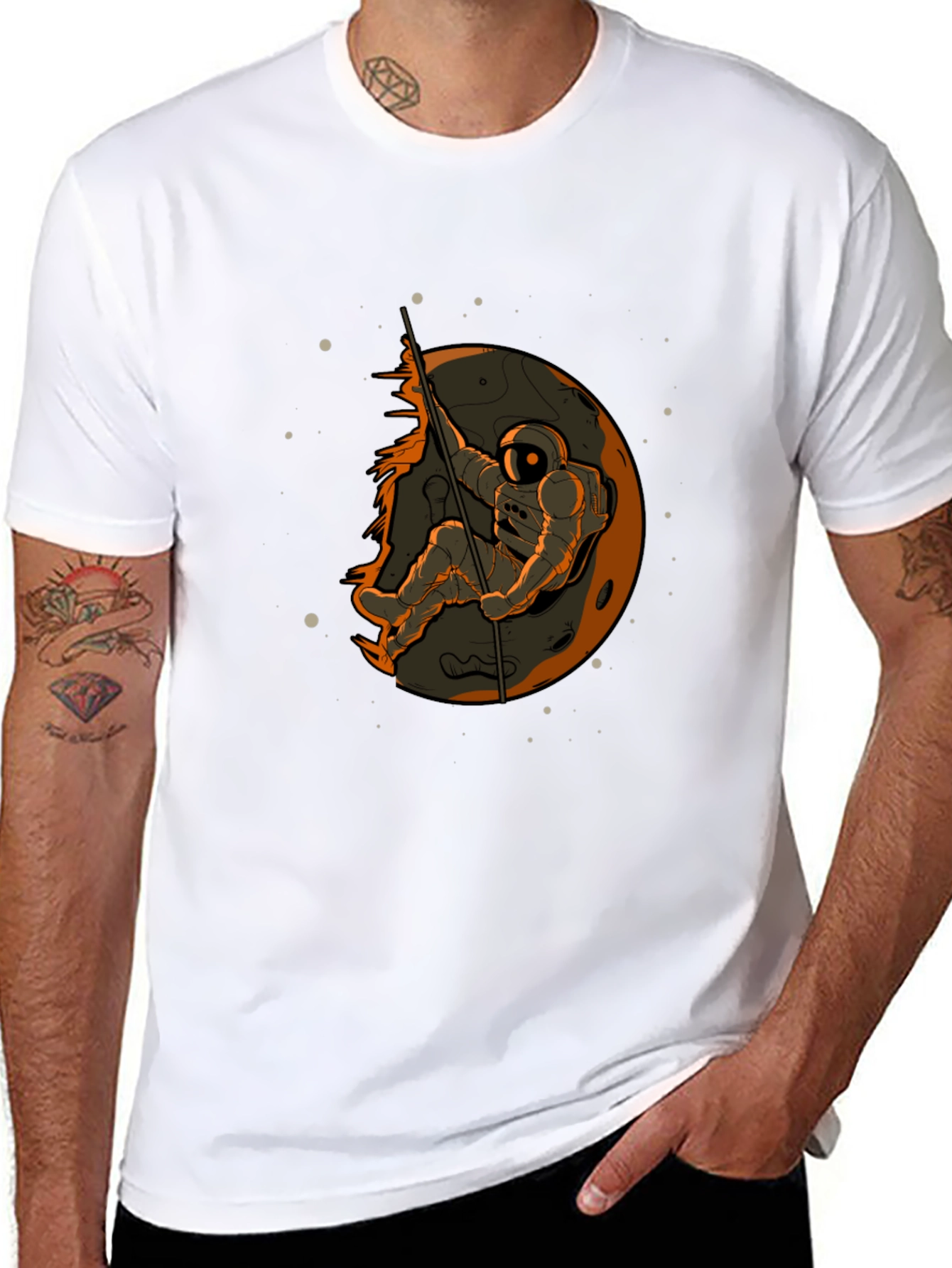 Astronaut on Moon Graphic T-Shirt - Space Adventure Tee