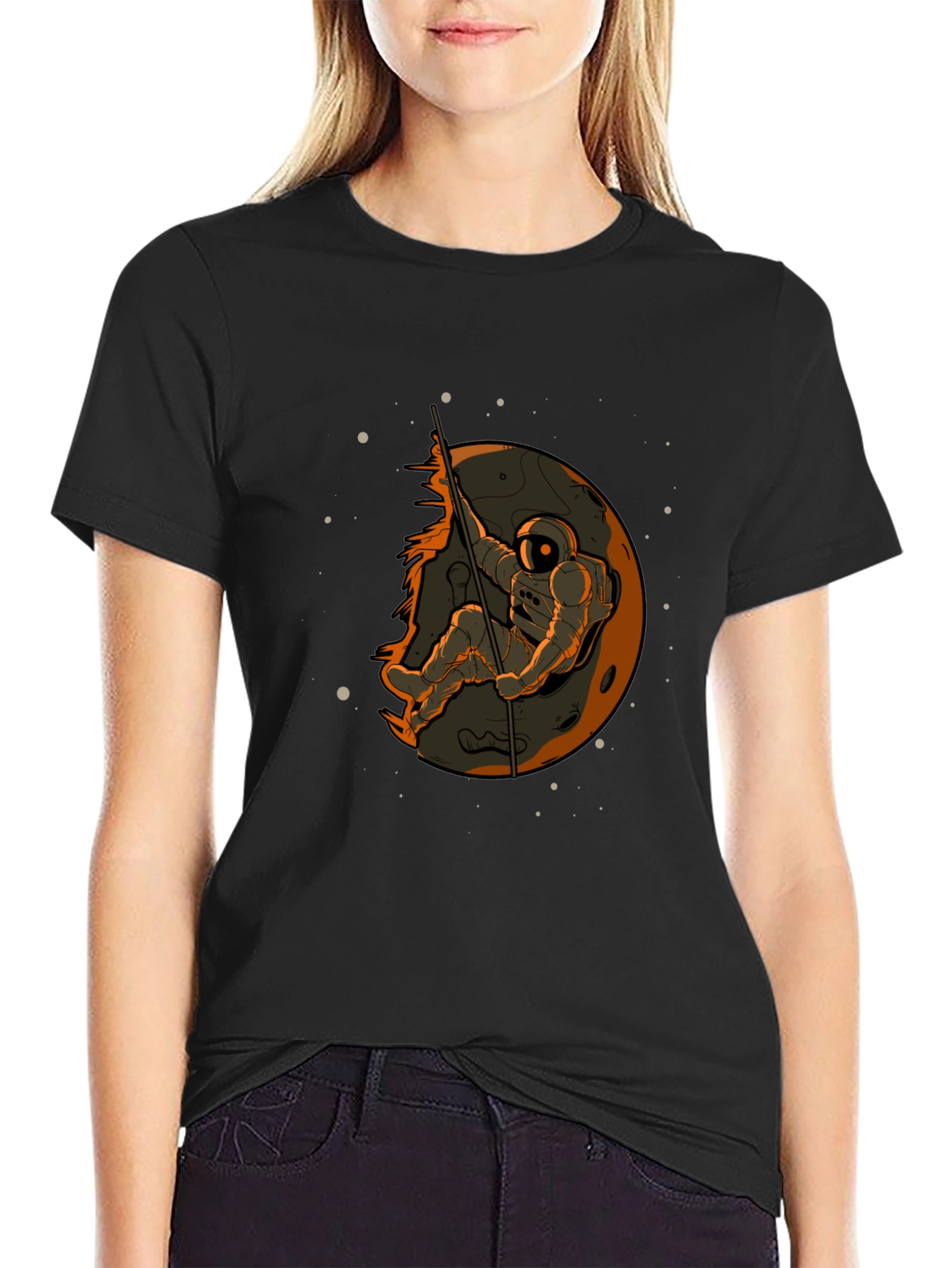 Astronaut on Moon Graphic T-Shirt - Space Adventure Tee