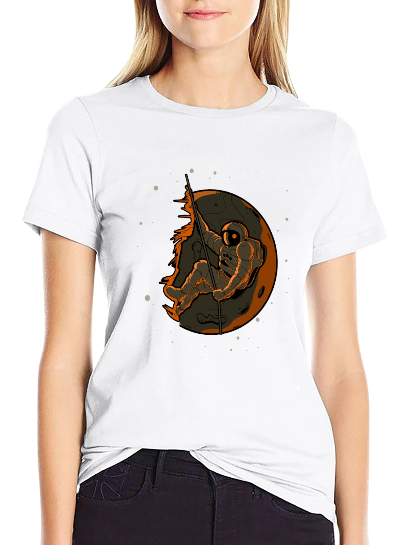 Astronaut on Moon Graphic T-Shirt - Space Adventure Tee