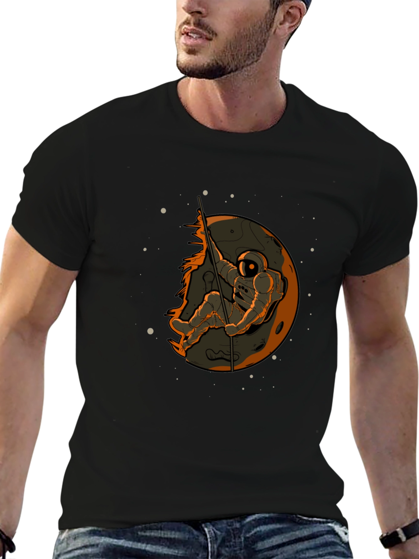 Astronaut on Moon Graphic T-Shirt - Space Adventure Tee