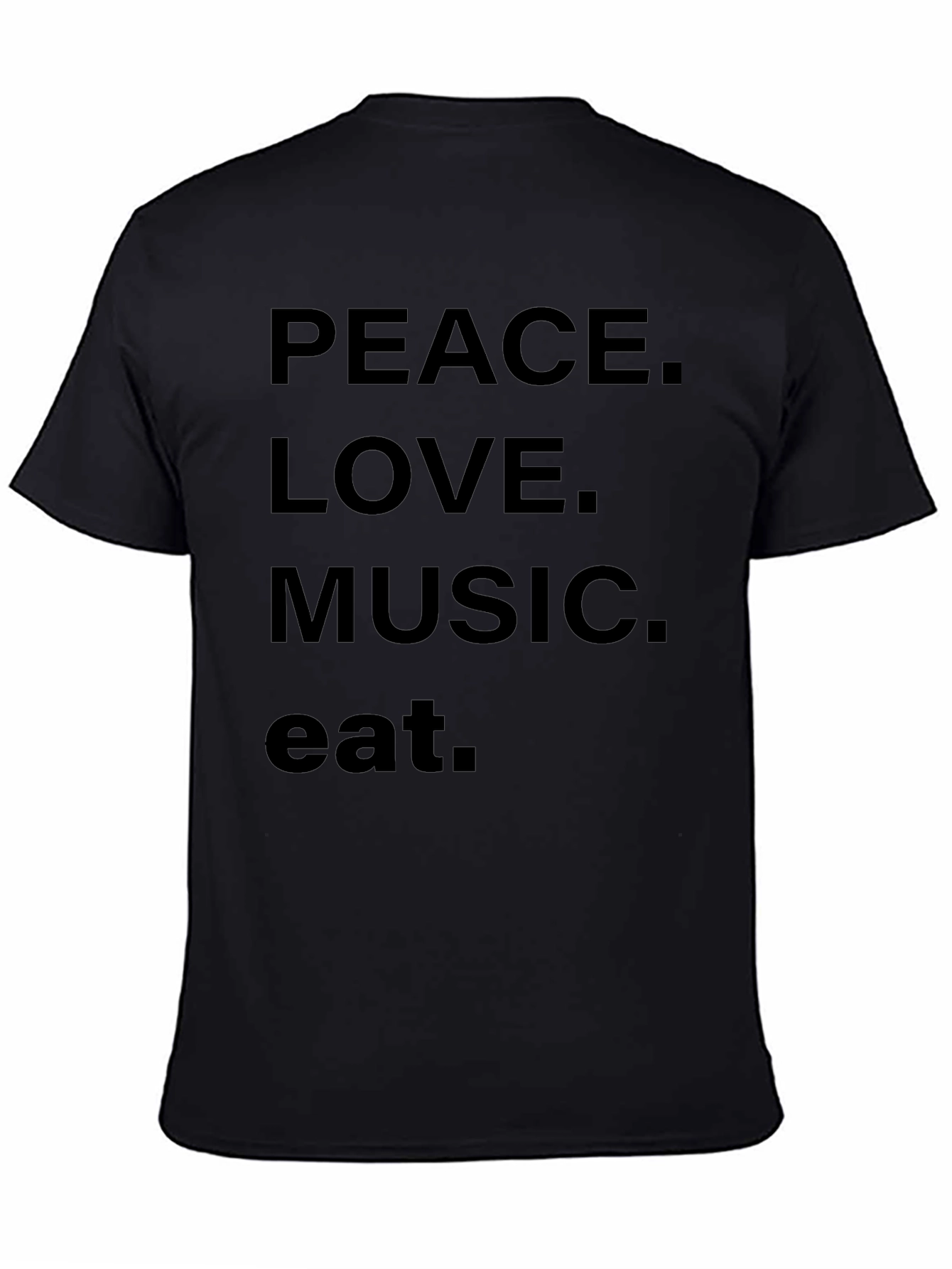 Peace Love Music Eat Black Graphic Tee
