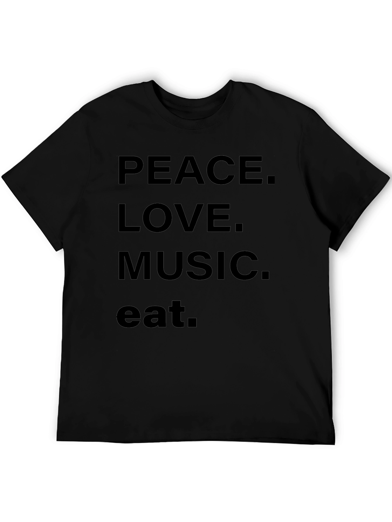 Peace Love Music Eat Black Graphic Tee