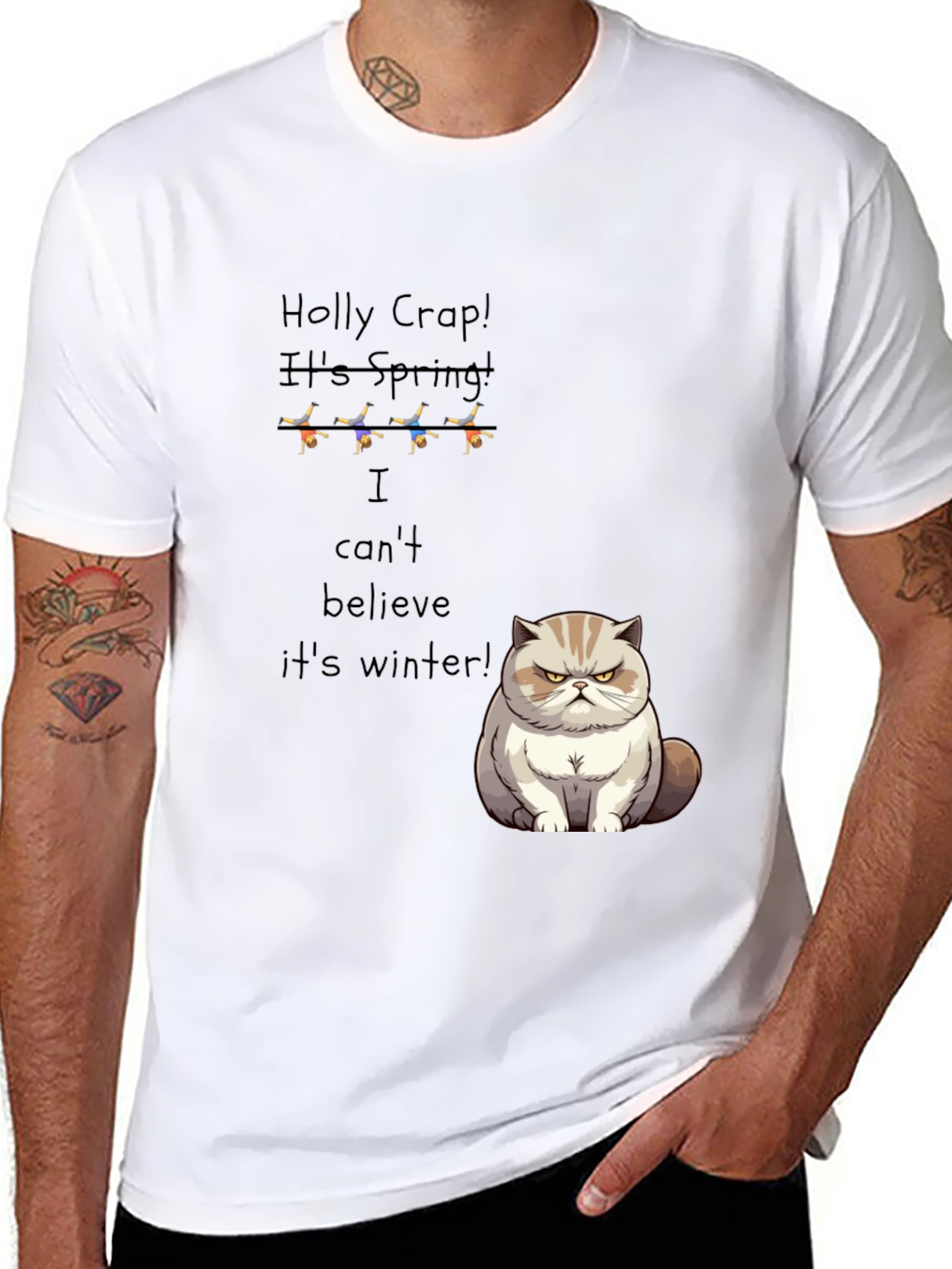 Funny Grumpy Cat T-Shirt - Holly Crap Its Spring!