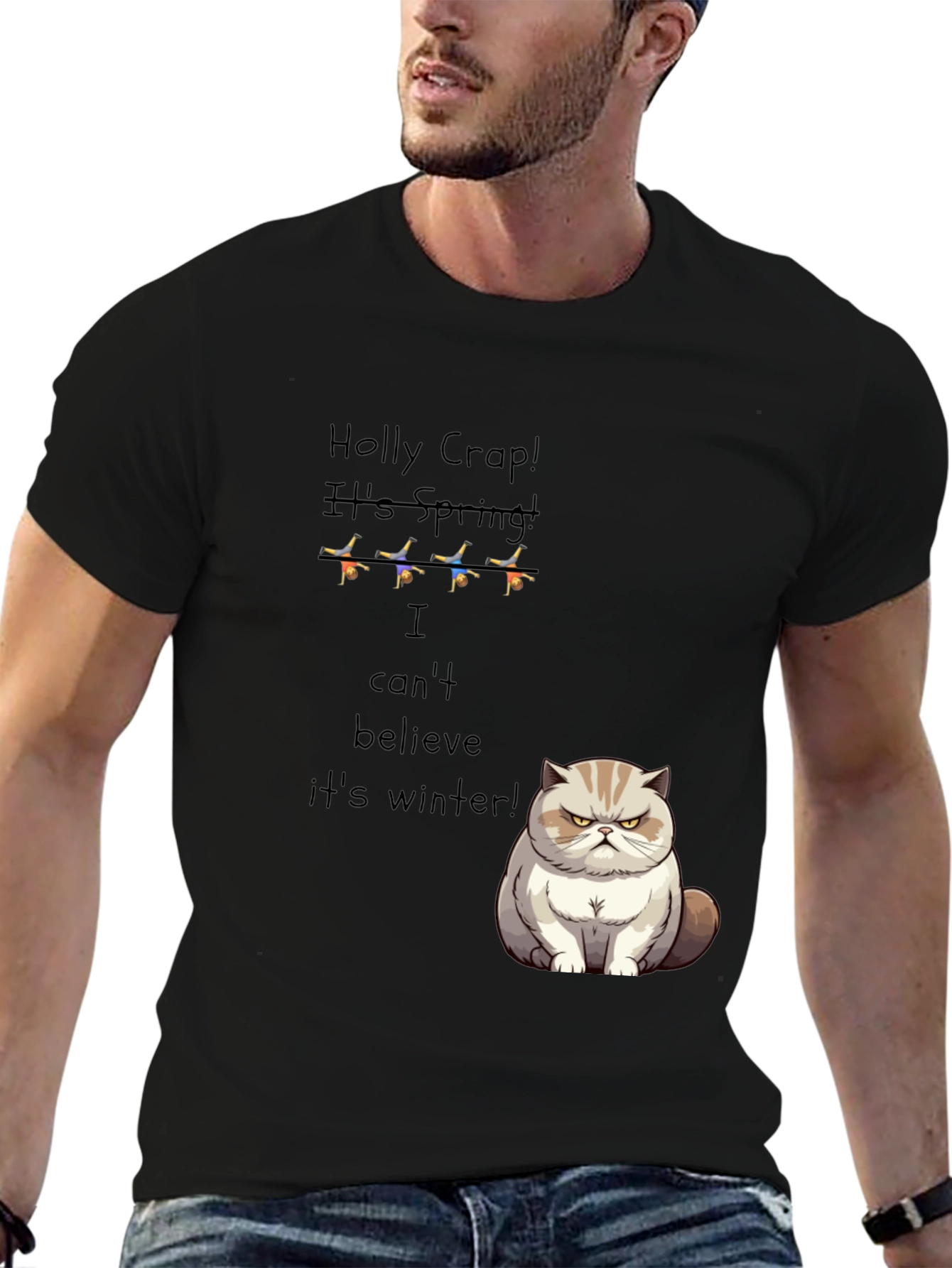 Funny Grumpy Cat T-Shirt - Holly Crap Its Spring!