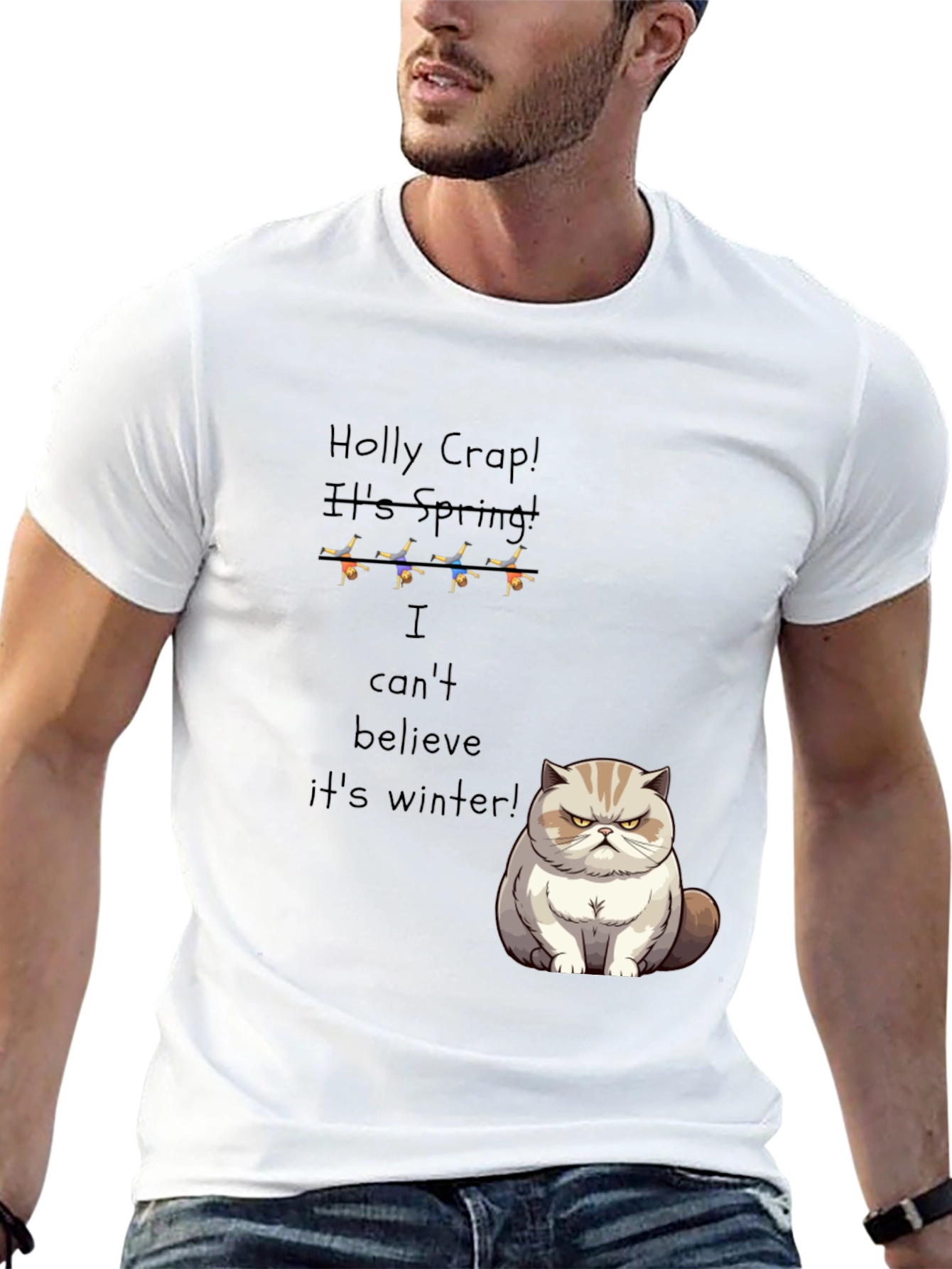 Funny Grumpy Cat T-Shirt - Holly Crap Its Spring!