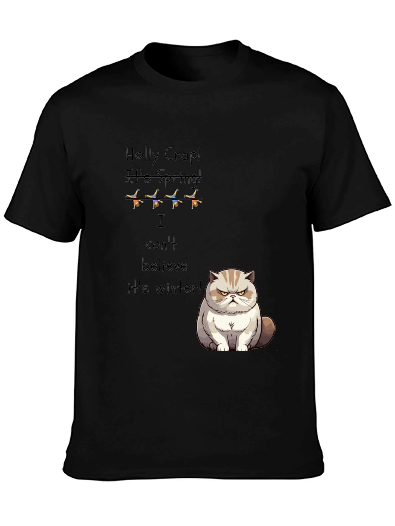 Funny Grumpy Cat T-Shirt - Holly Crap Its Spring!