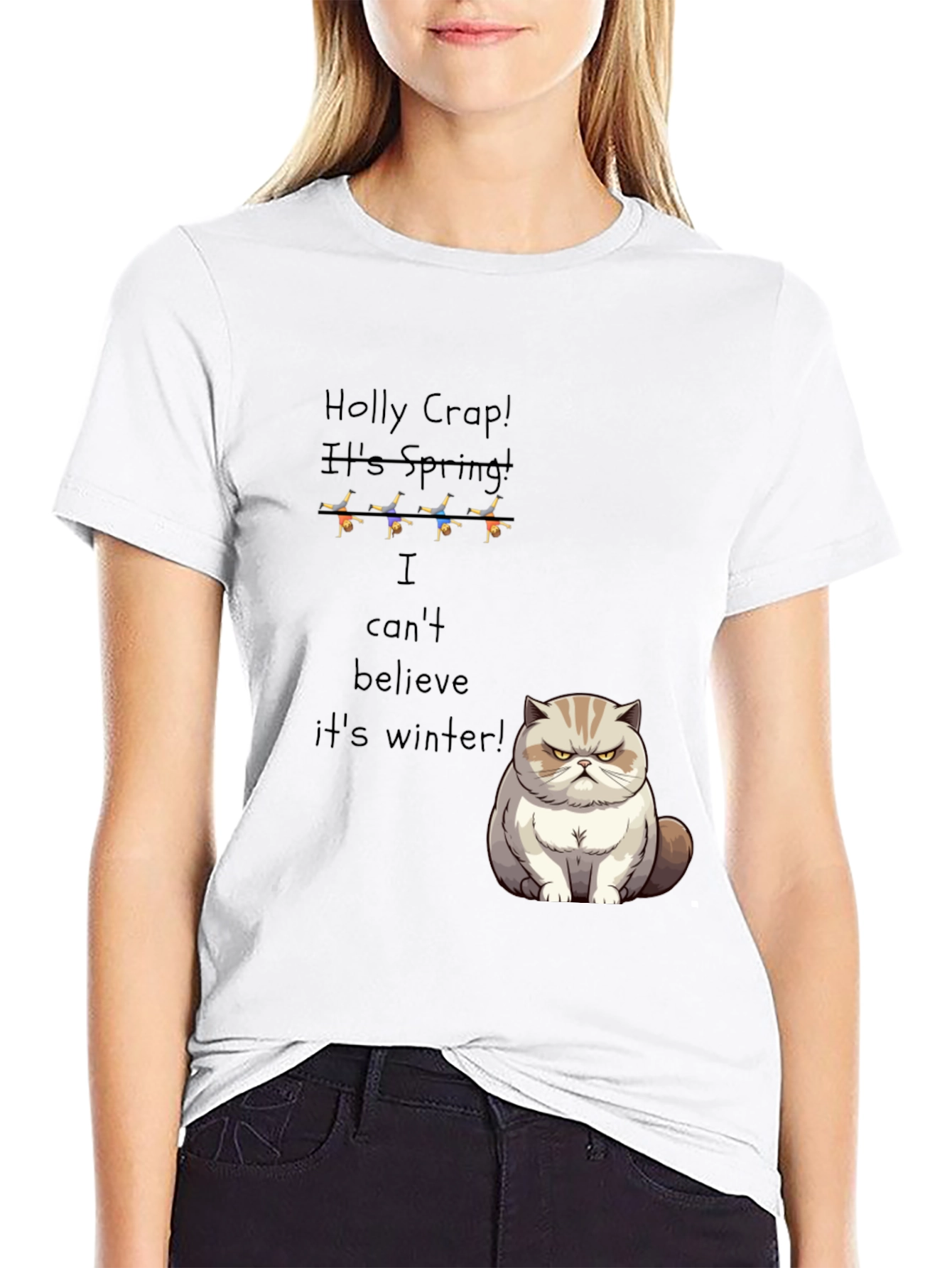 Funny Grumpy Cat T-Shirt - Holly Crap Its Spring!