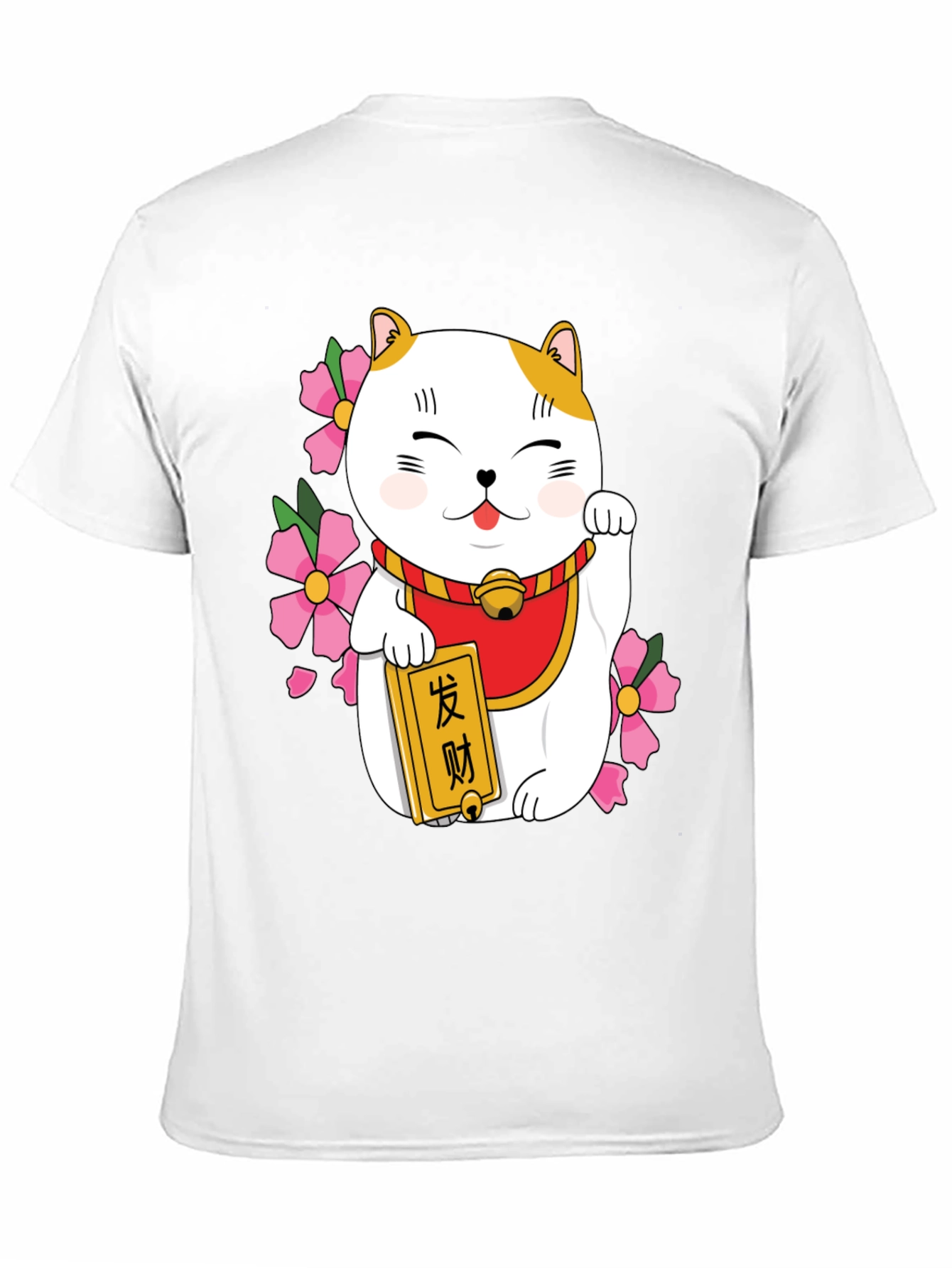 Lucky Cat Graphic Tee - Black Cotton Blend
