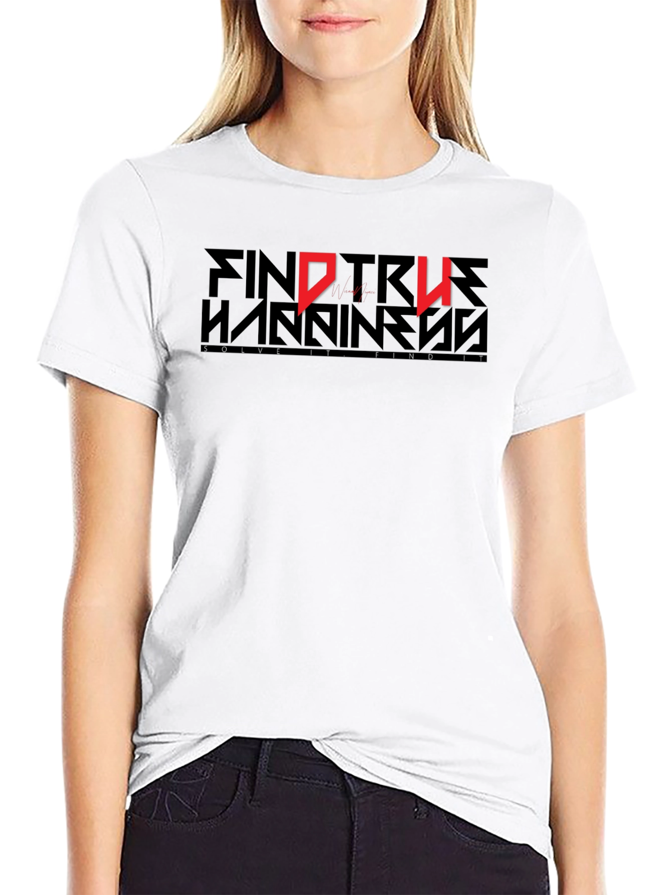Find True Happiness Graphic Black T-Shirt