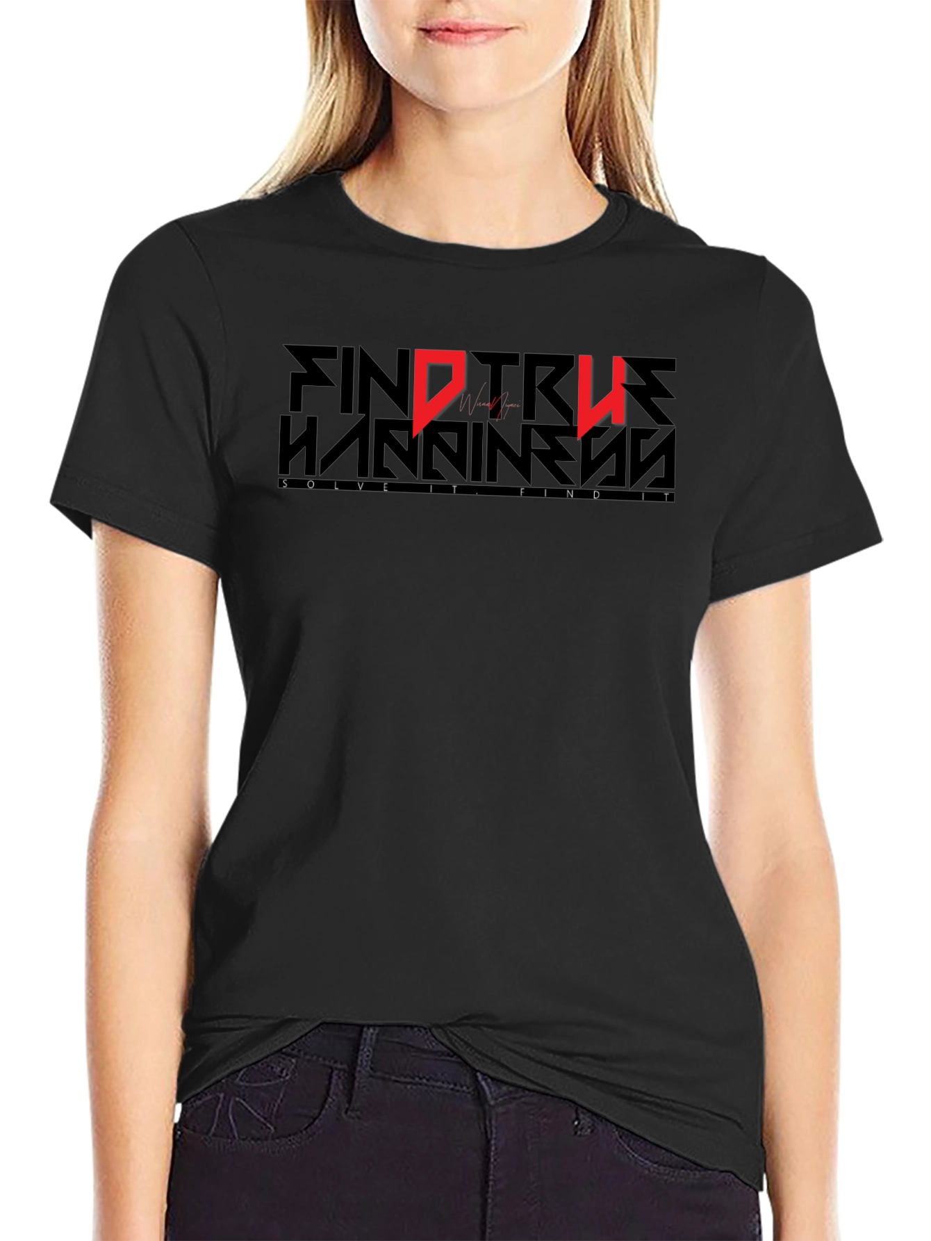 Find True Happiness Graphic Black T-Shirt