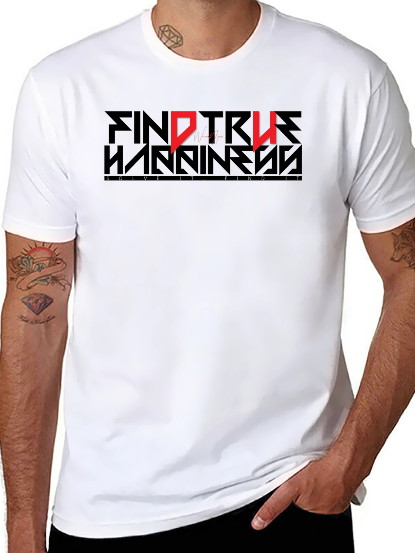 Find True Happiness Graphic Black T-Shirt