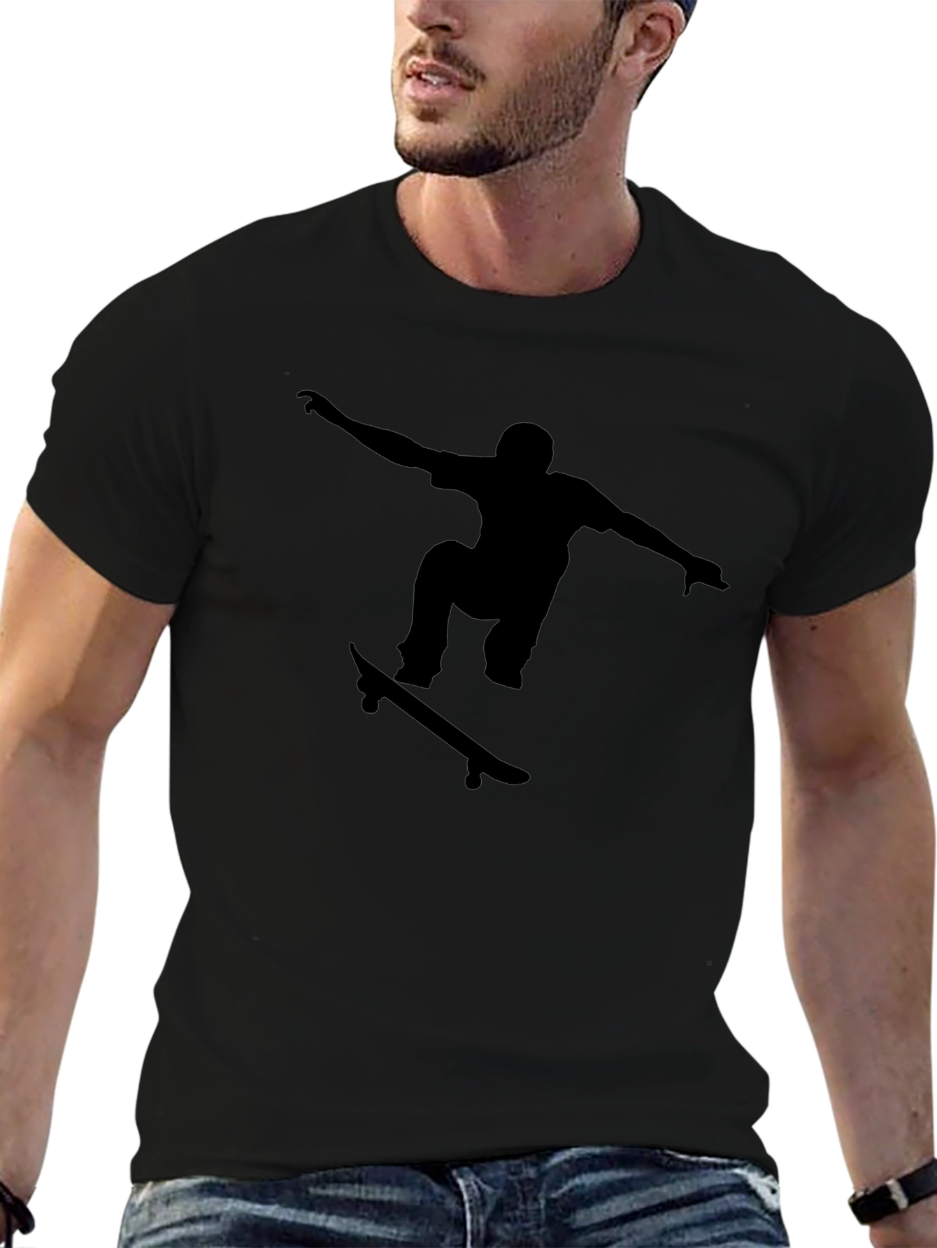 Skateboarder Graphic Black T-Shirt