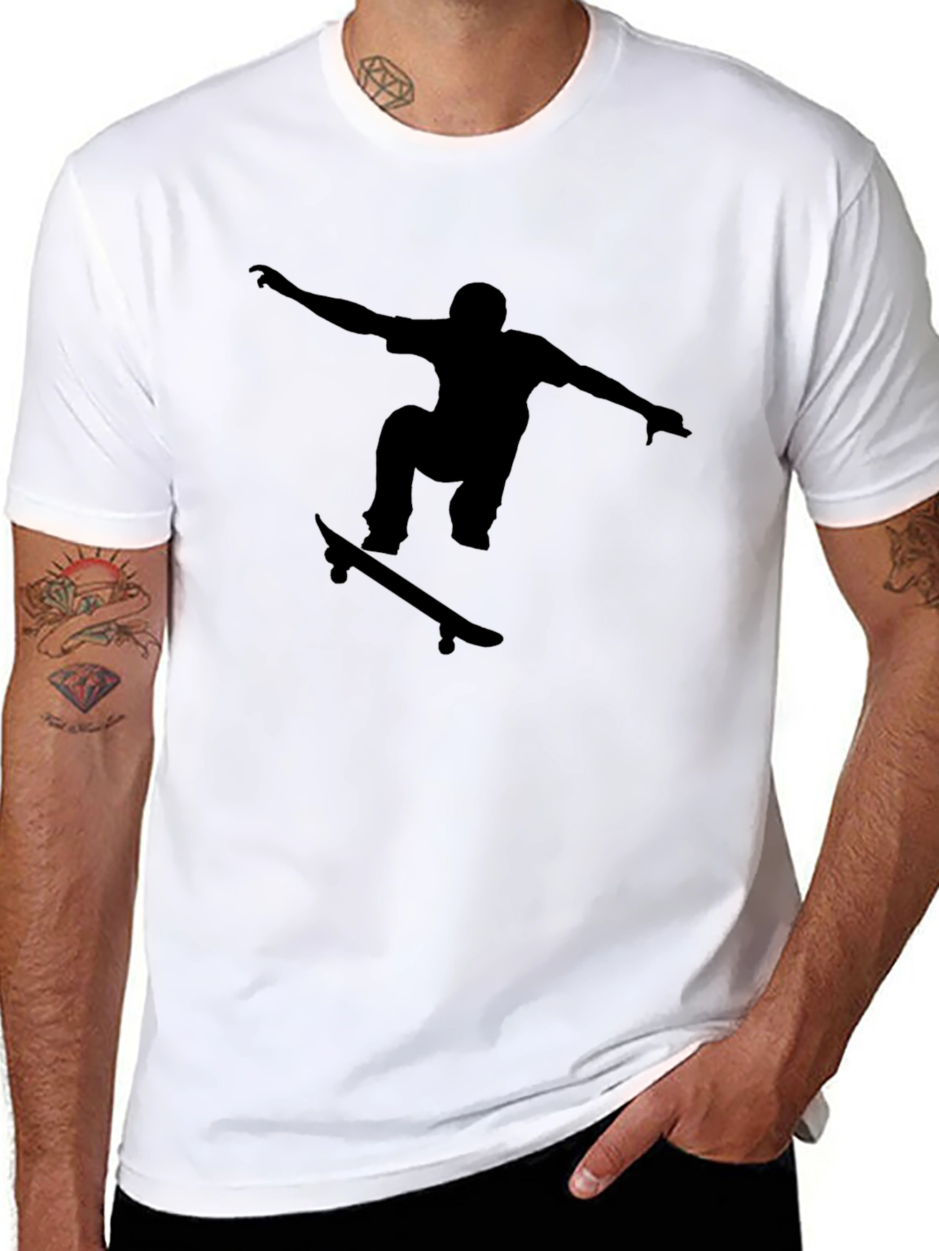 Skateboarder Graphic Black T-Shirt