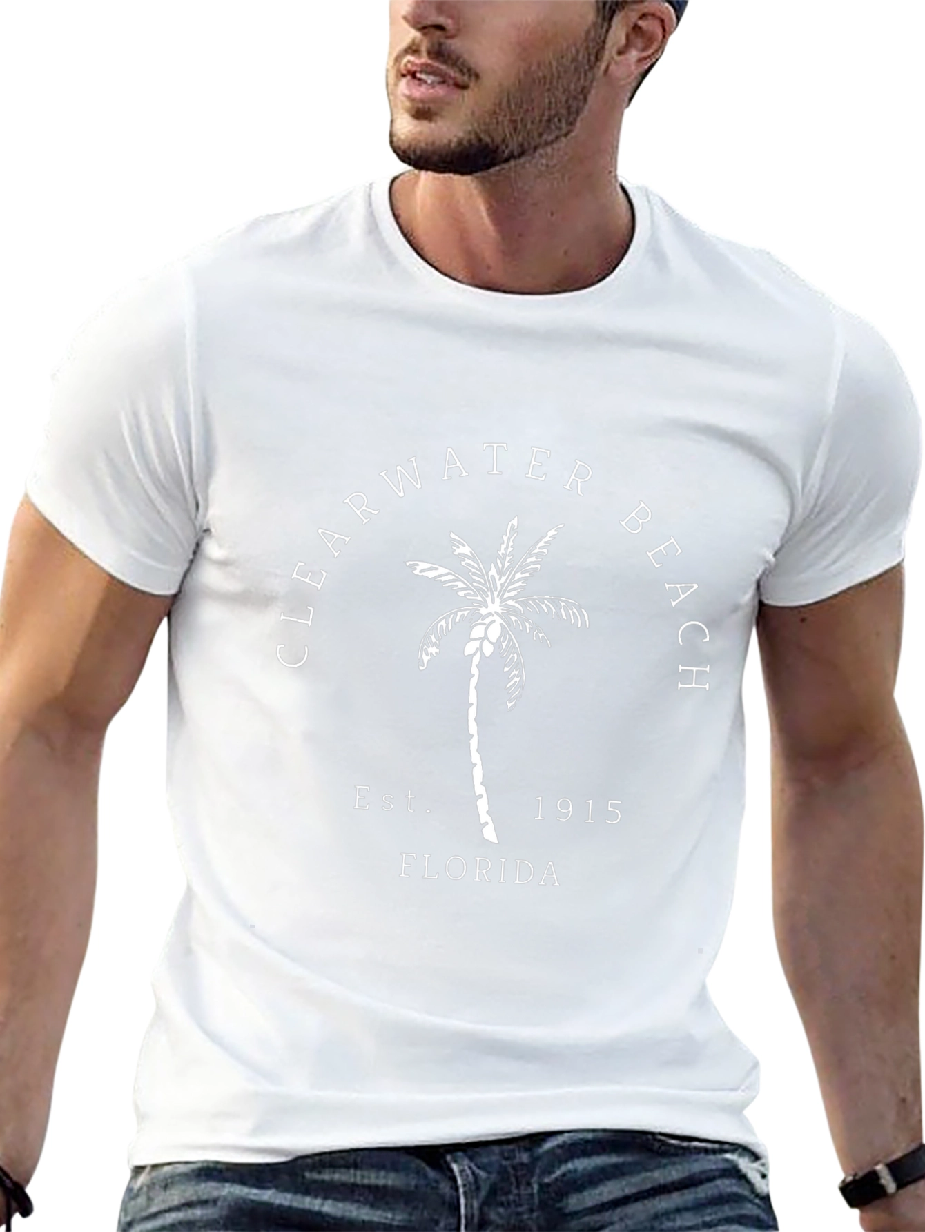 Clearwater Beach Est. 1915 Palm Tree Black T-Shirt