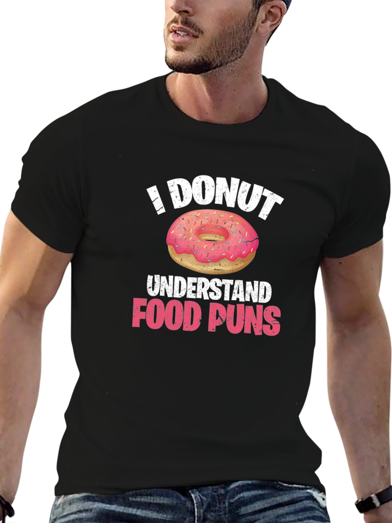 Funny I Donut Understand Food Puns Black T-Shirt