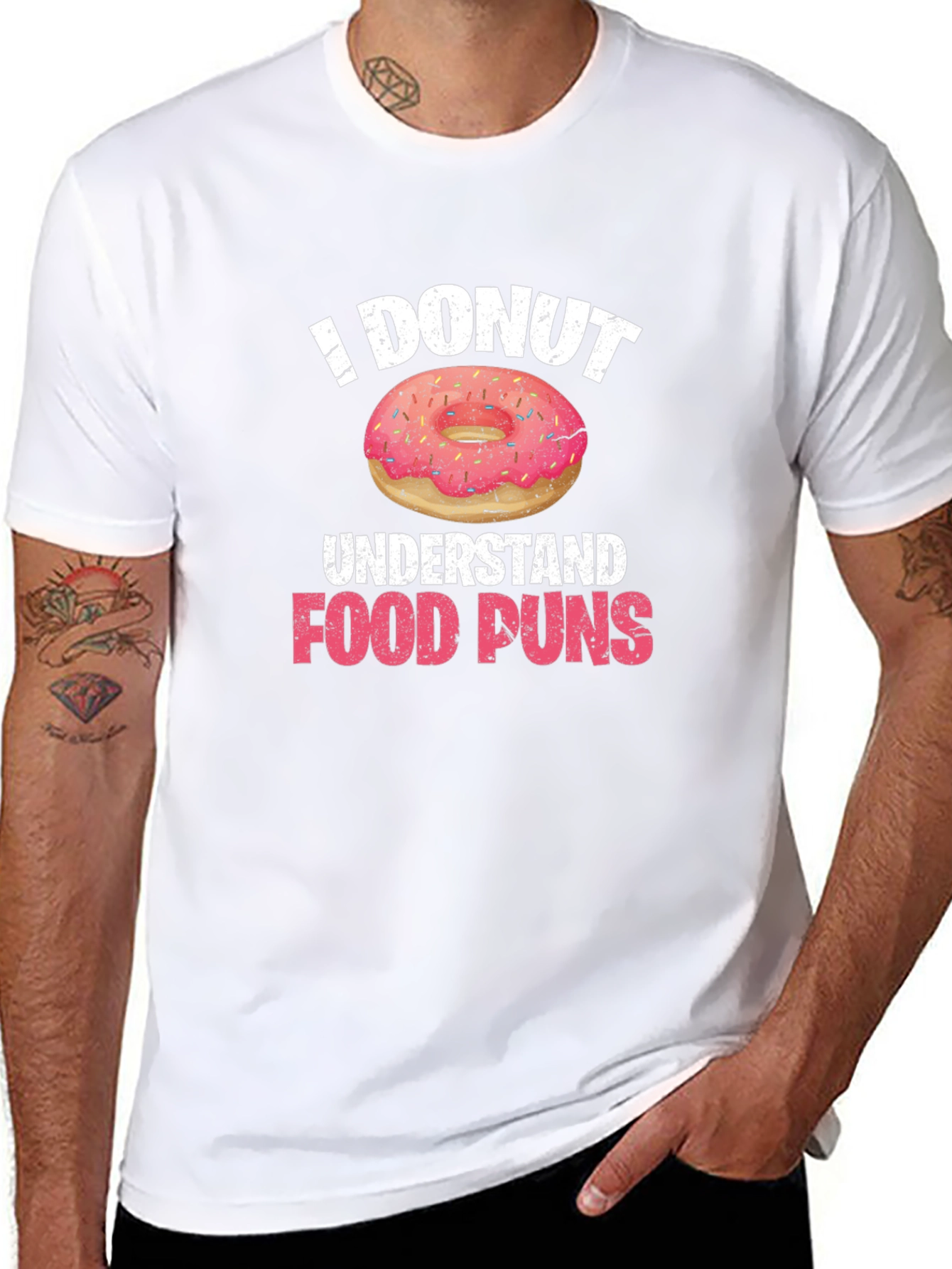 Funny I Donut Understand Food Puns Black T-Shirt