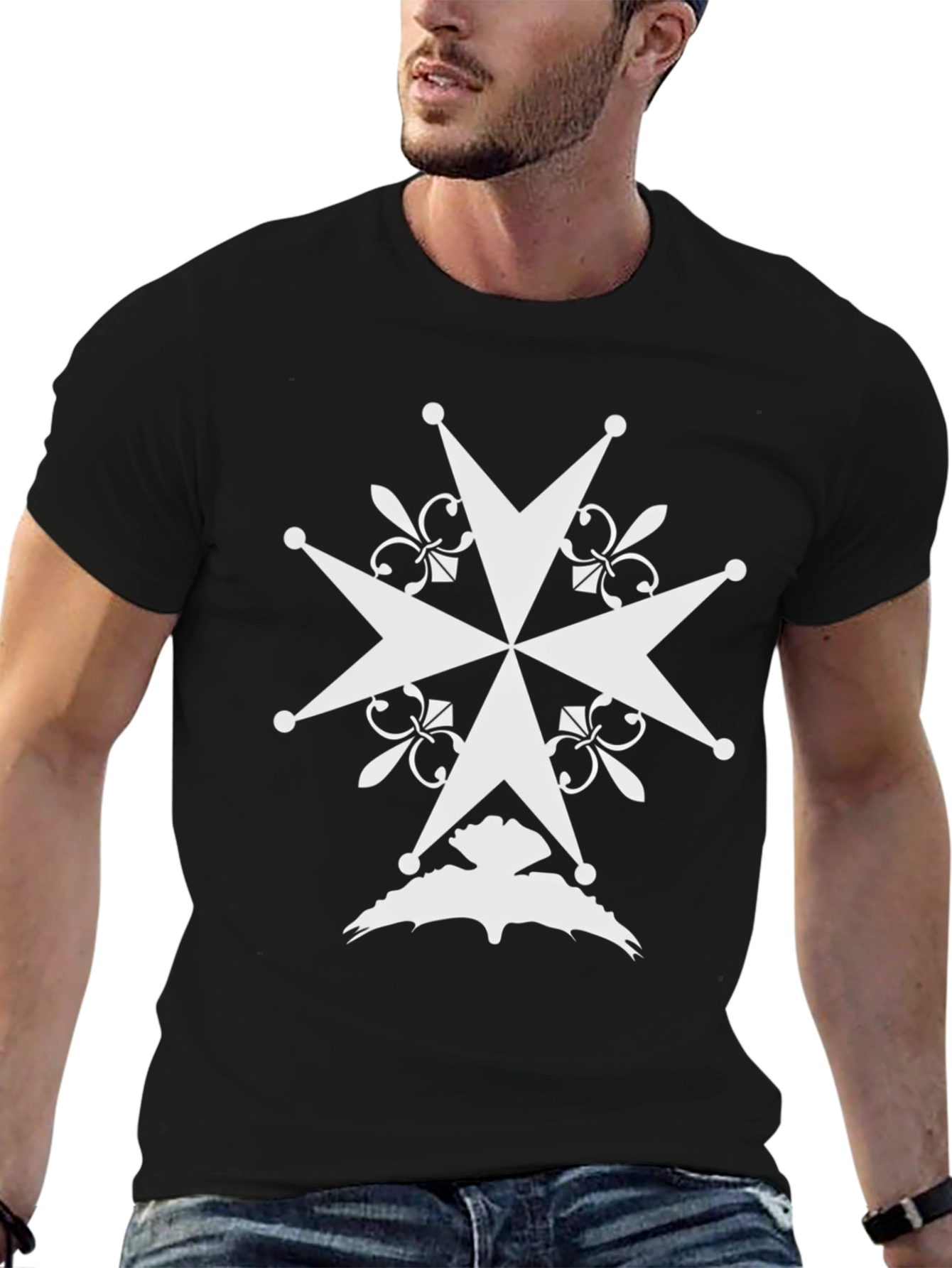 Embroidered Maltese Cross Graphic Tee