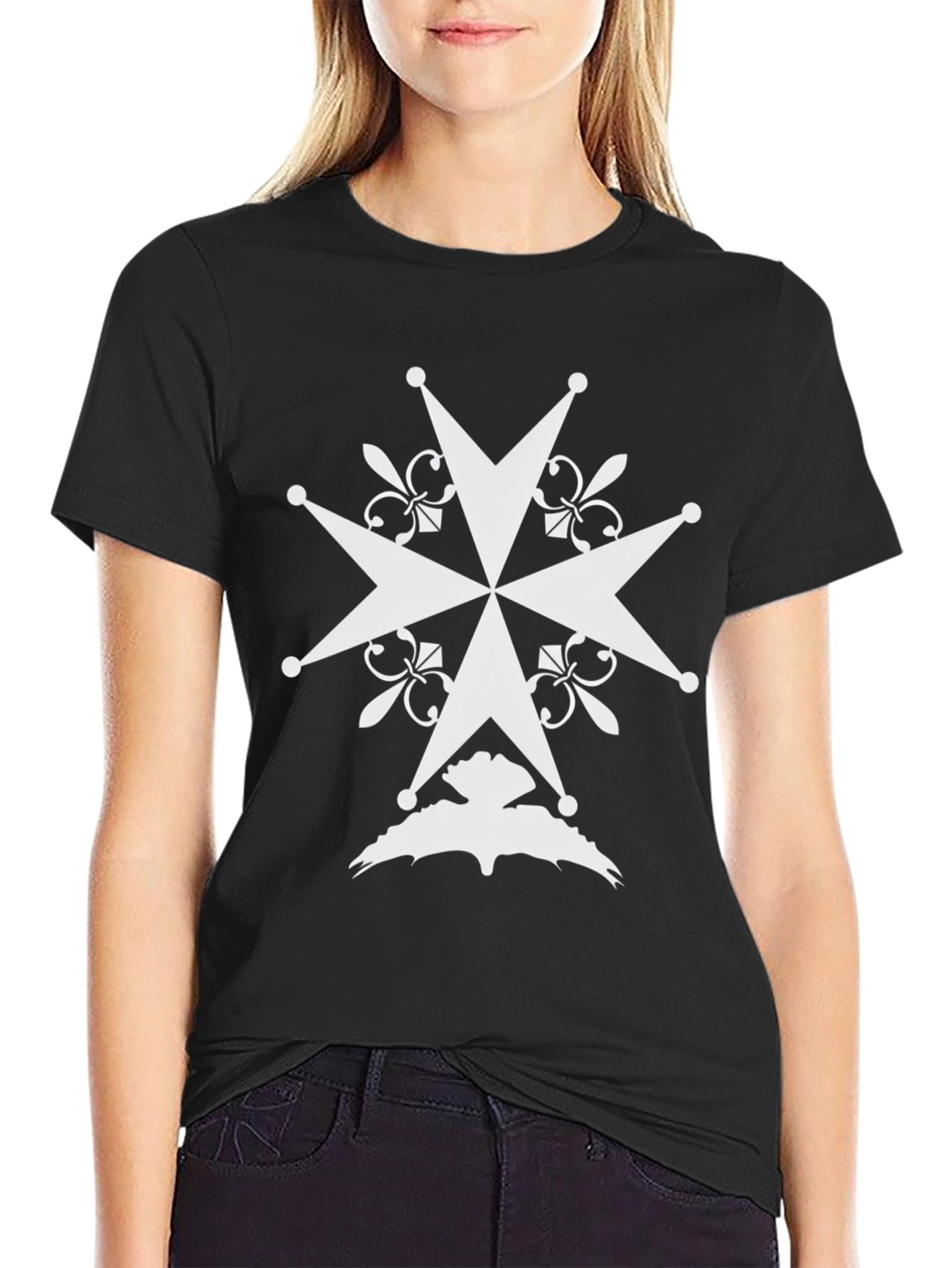 Embroidered Maltese Cross Graphic Tee