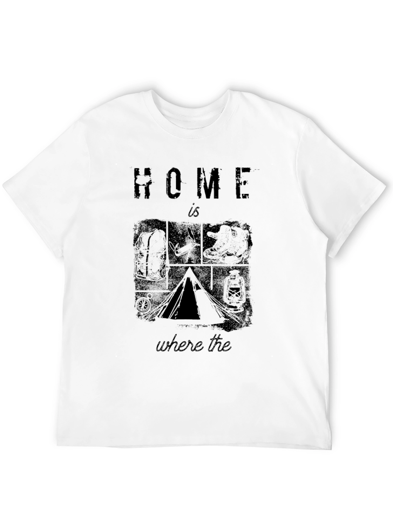 Home is Where the Tent Is Black Graphic T-Shirt