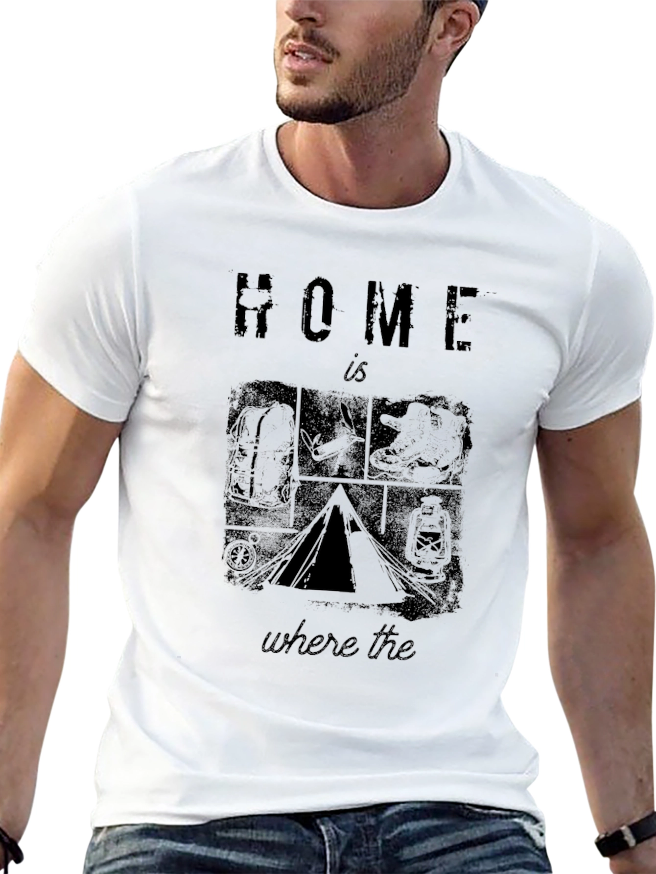 Home is Where the Tent Is Black Graphic T-Shirt