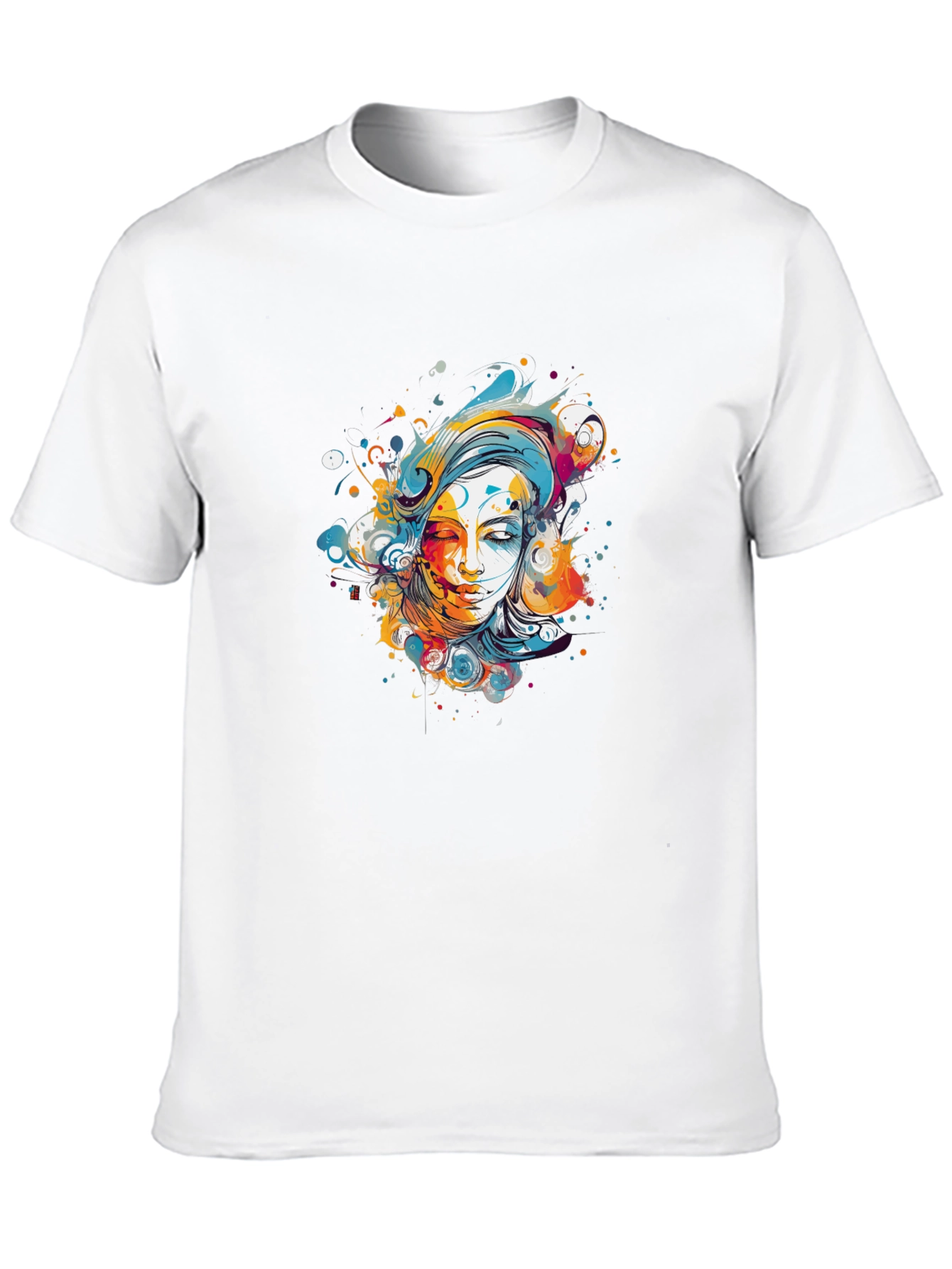 Abstract Woman Graphic Tee - Black Cotton Blend