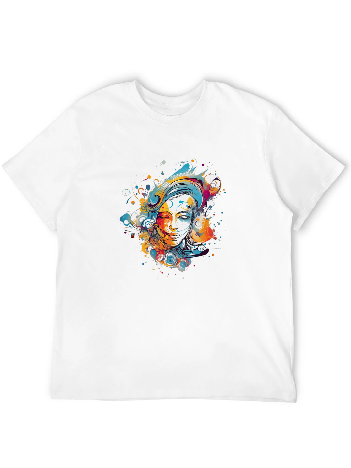 Abstract Woman Graphic Tee - Black Cotton Blend