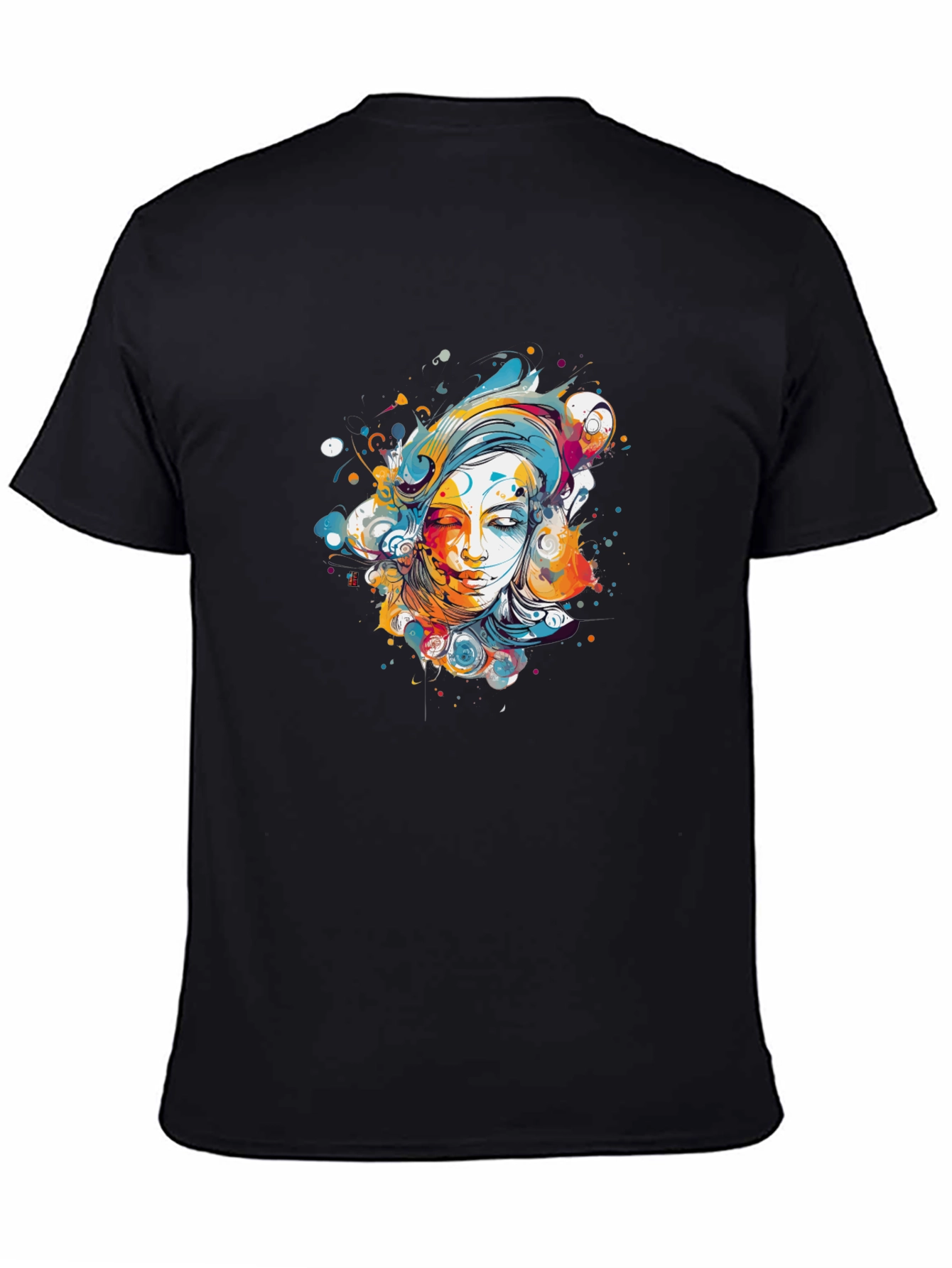 Abstract Woman Graphic Tee - Black Cotton Blend