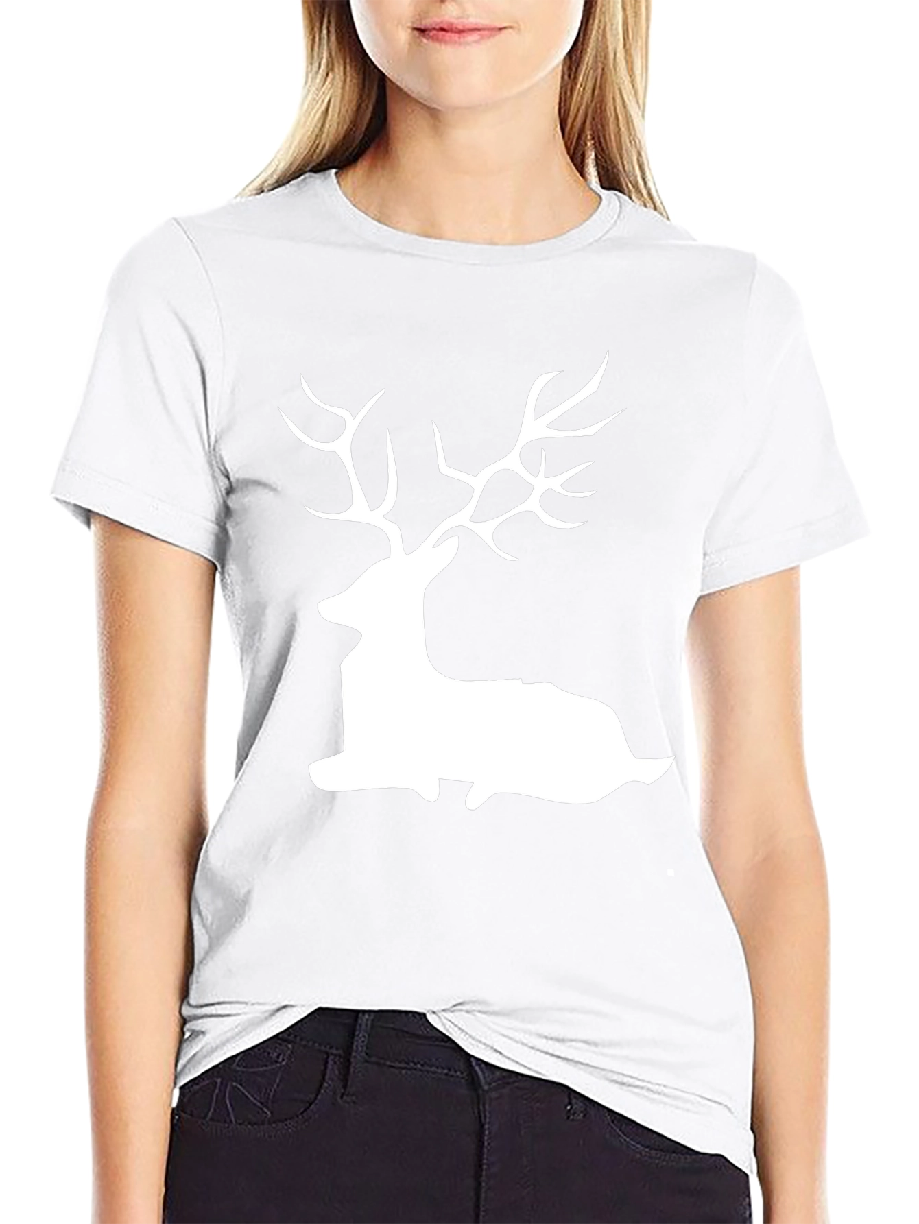 Deer Silhouette Graphic Tee - Black