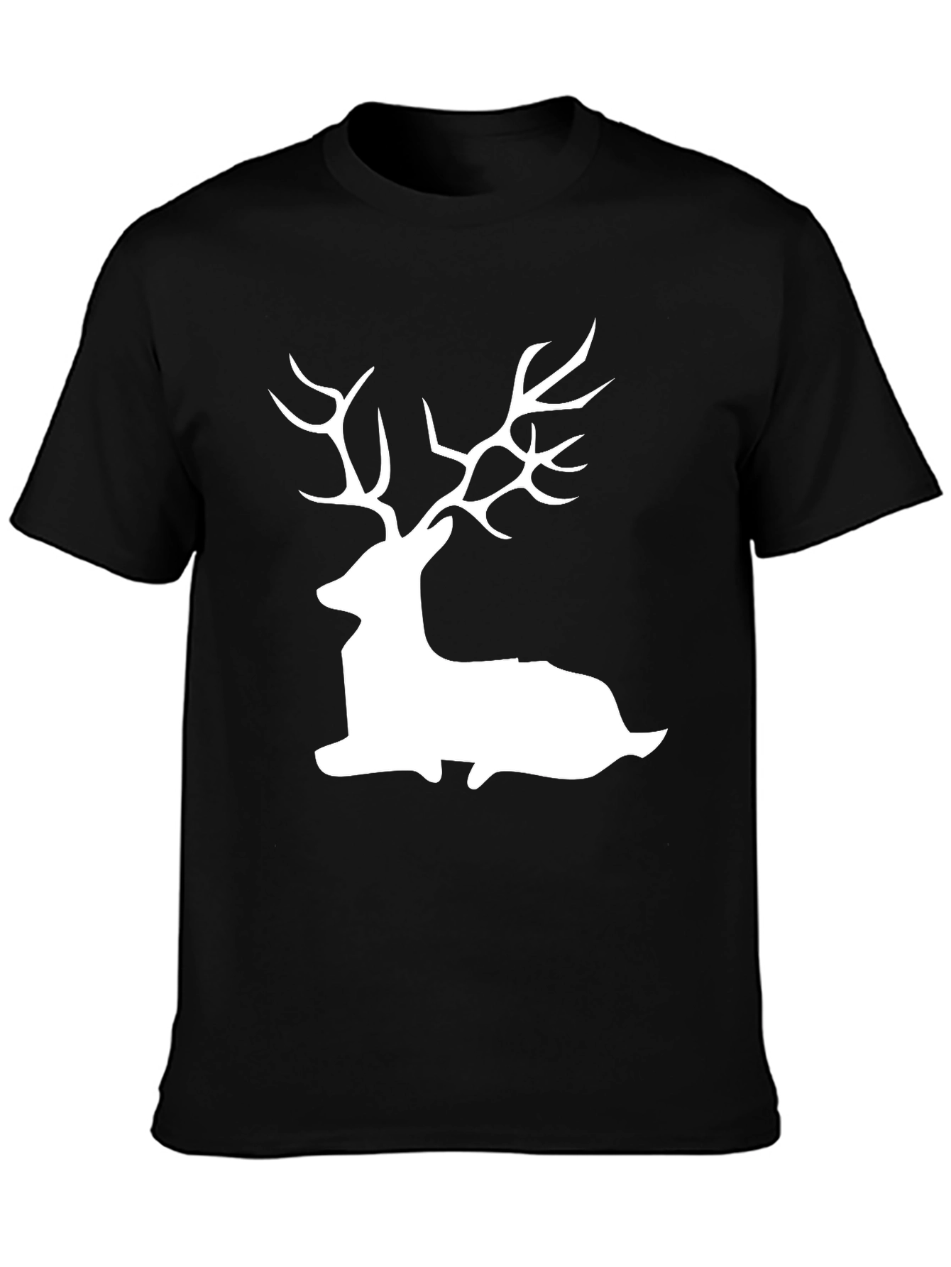 Deer Silhouette Graphic Tee - Black