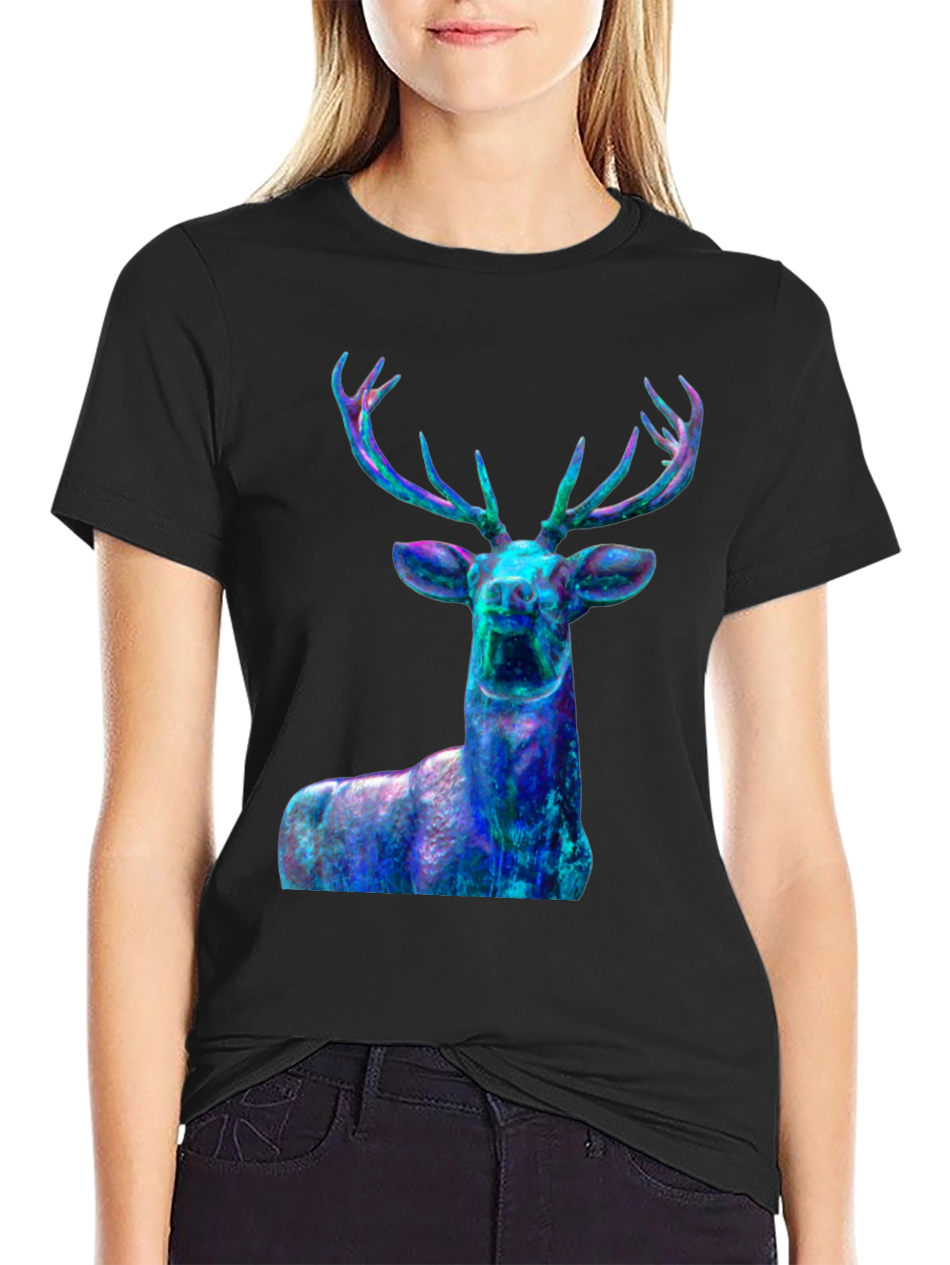 Nebula Deer Graphic T-Shirt - Mens Black Tee