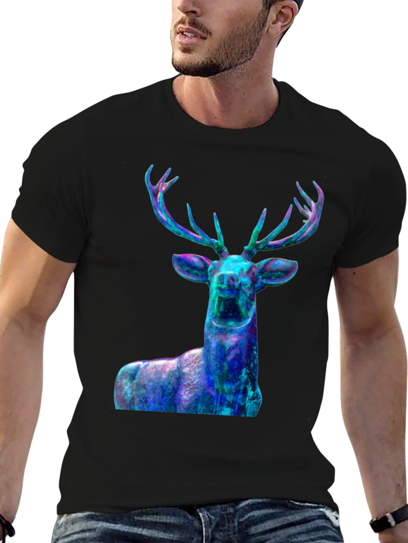 Nebula Deer Graphic T-Shirt - Mens Black Tee