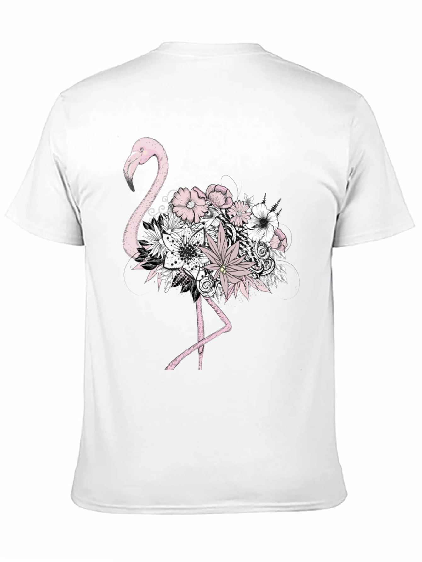 Floral Flamingo Graphic Tee - Mens Black T-Shirt