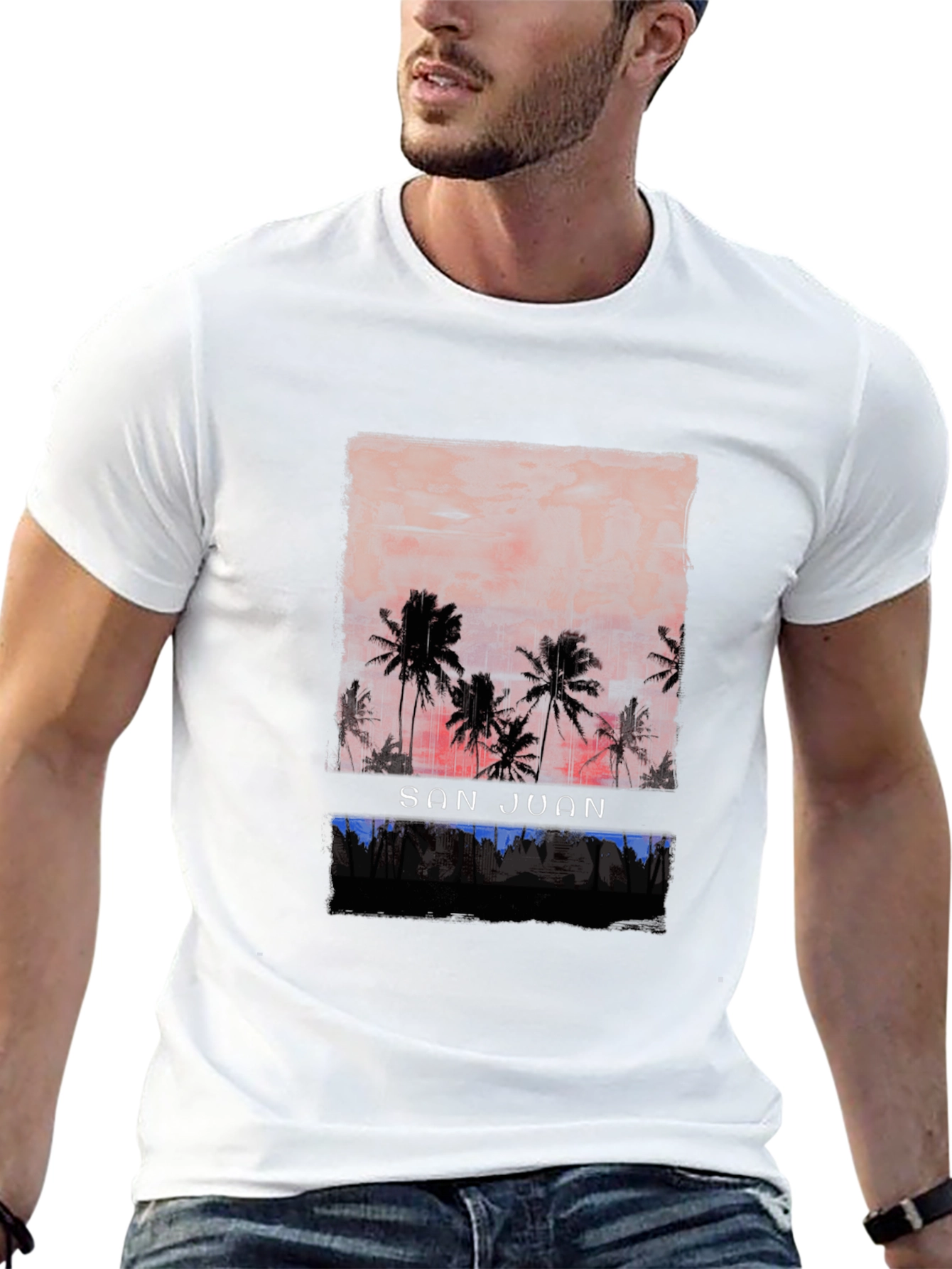 San Juan Palms Graphic Tee - Tropical Island Style