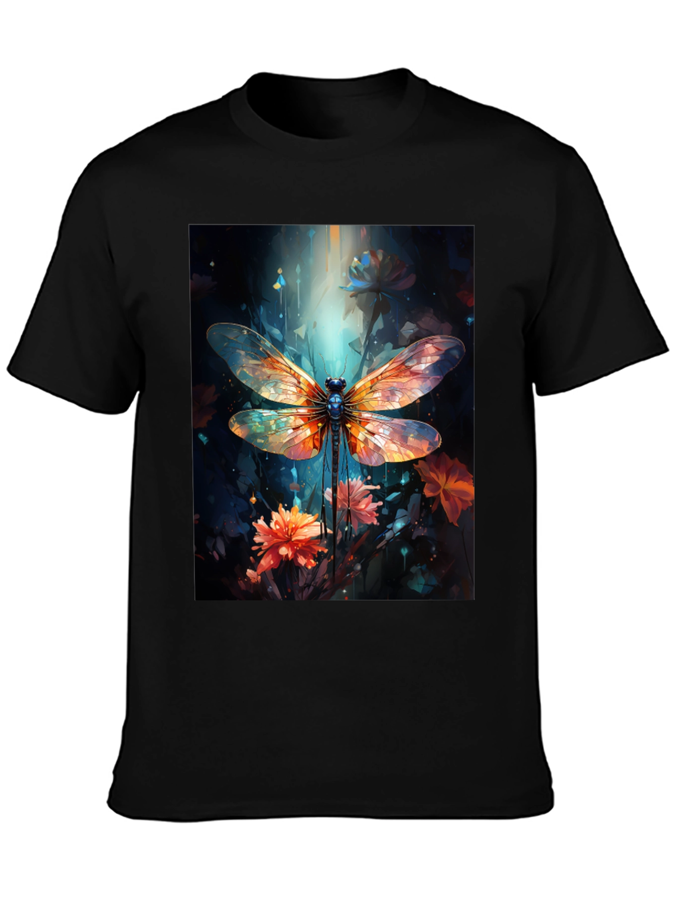 Dragonfly Art Graphic Tee - Black