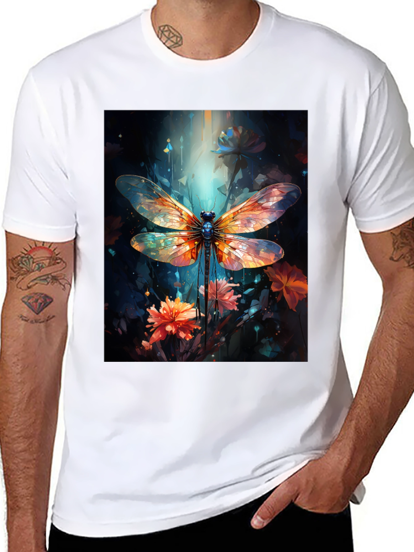 Dragonfly Art Graphic Tee - Black