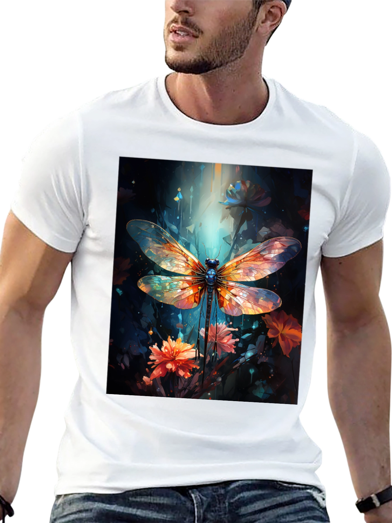 Dragonfly Art Graphic Tee - Black