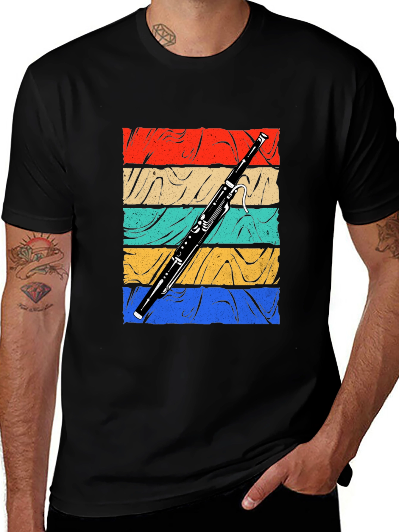 Bassoon Retro Graphic T-Shirt - Musical Instrument Tee