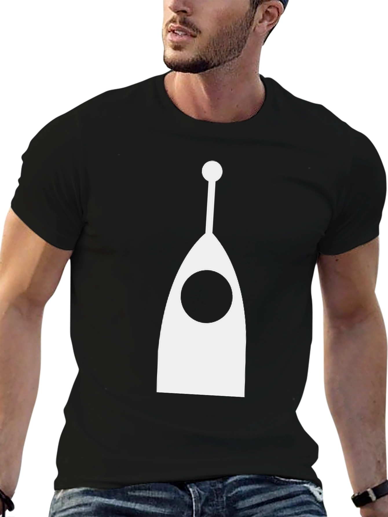 Abstract Antenna Graphic Tee - Modern Black T-Shirt