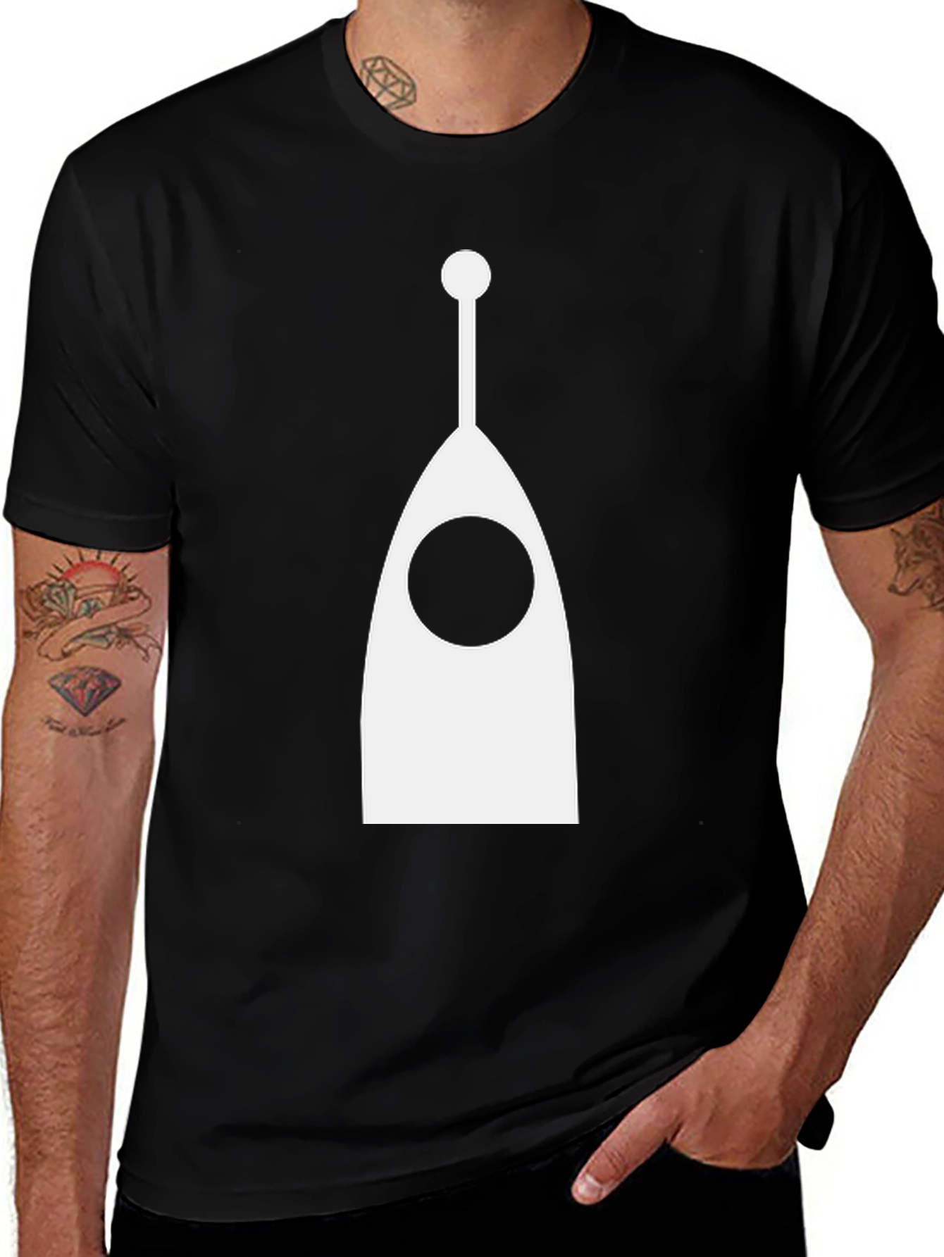 Abstract Antenna Graphic Tee - Modern Black T-Shirt